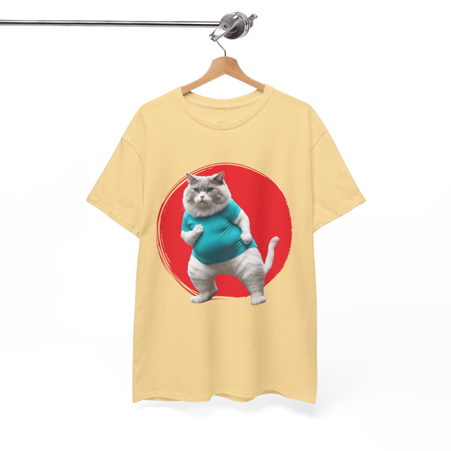 Camiseta de gimnasio Flashlander con divertido gato gordo de karate