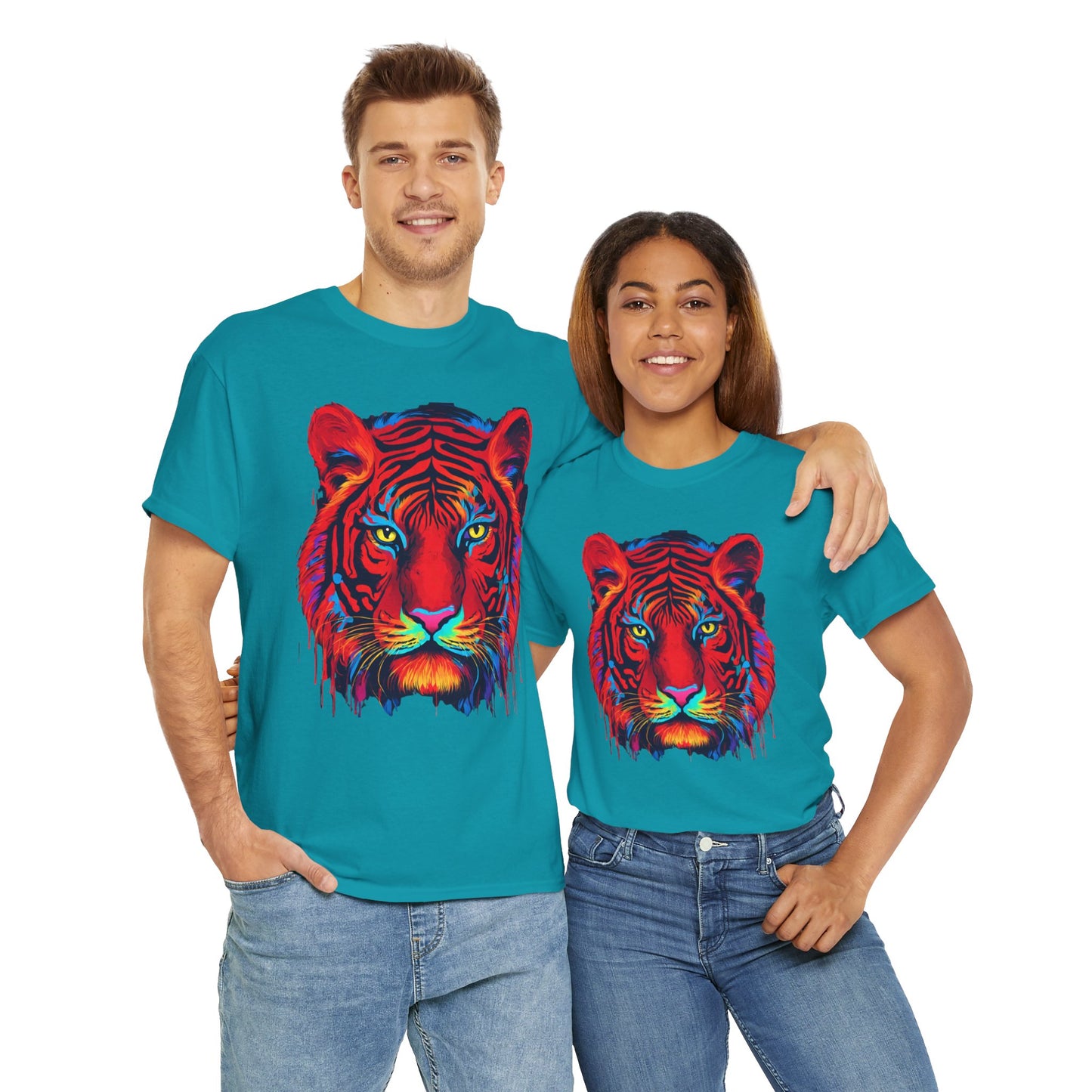 Majestuosa camiseta de Flashlander con diseño pop art de tigre rojo