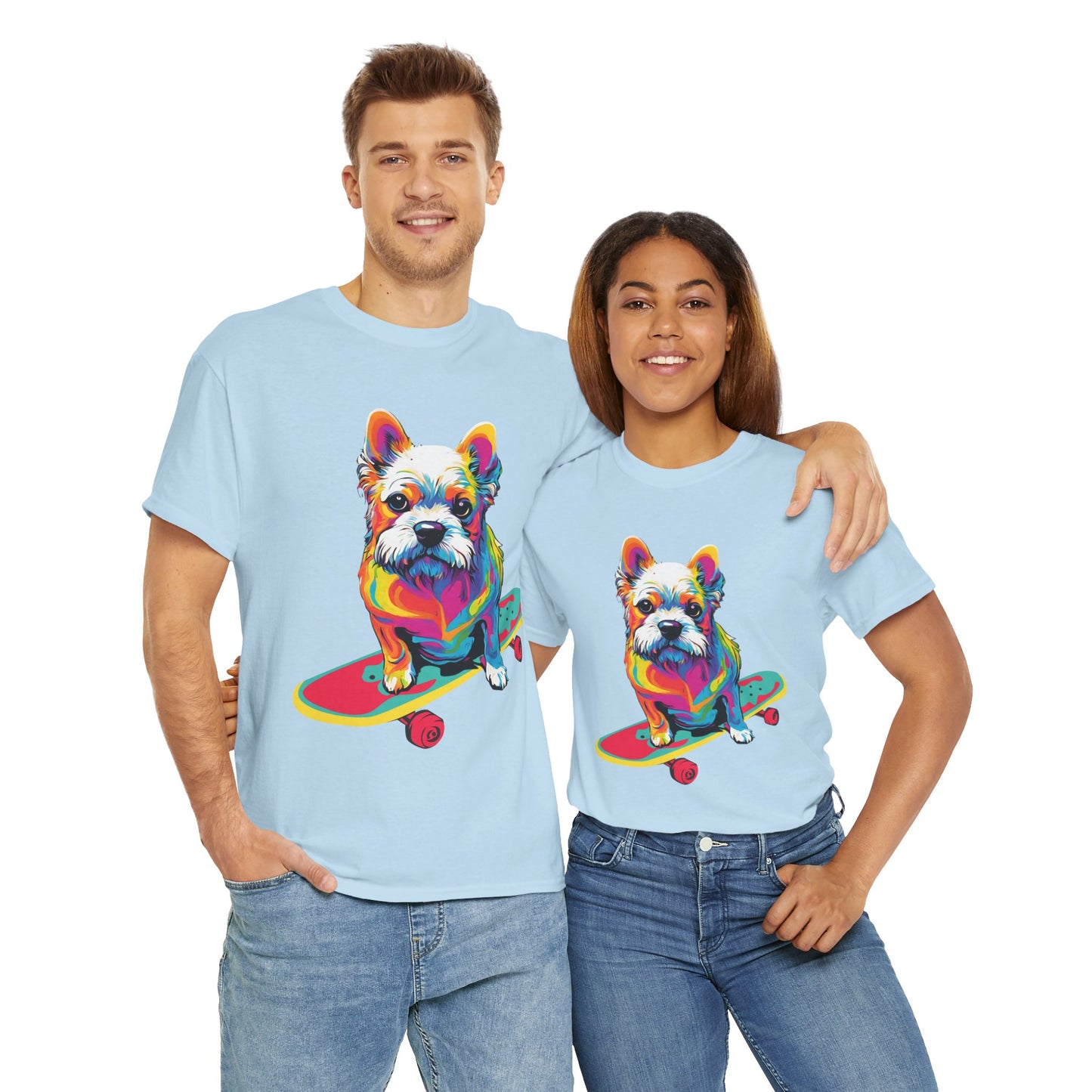 T-shirt de sport Flashlander avec chien skateboardant Pop Art