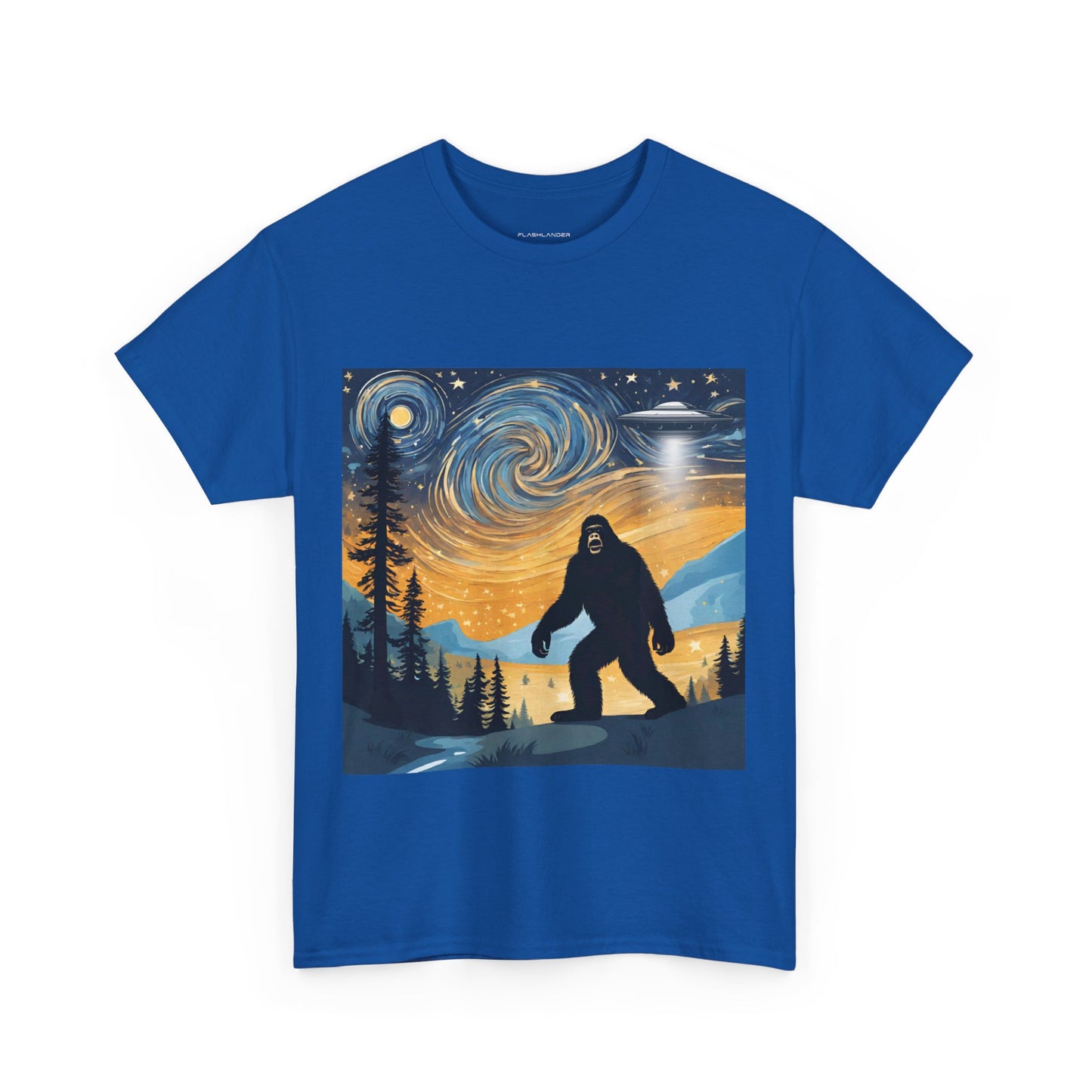 Funny Starry Night Stroll Bigfoot Encounters UFO Abduction - Flashlander Gym Shirt