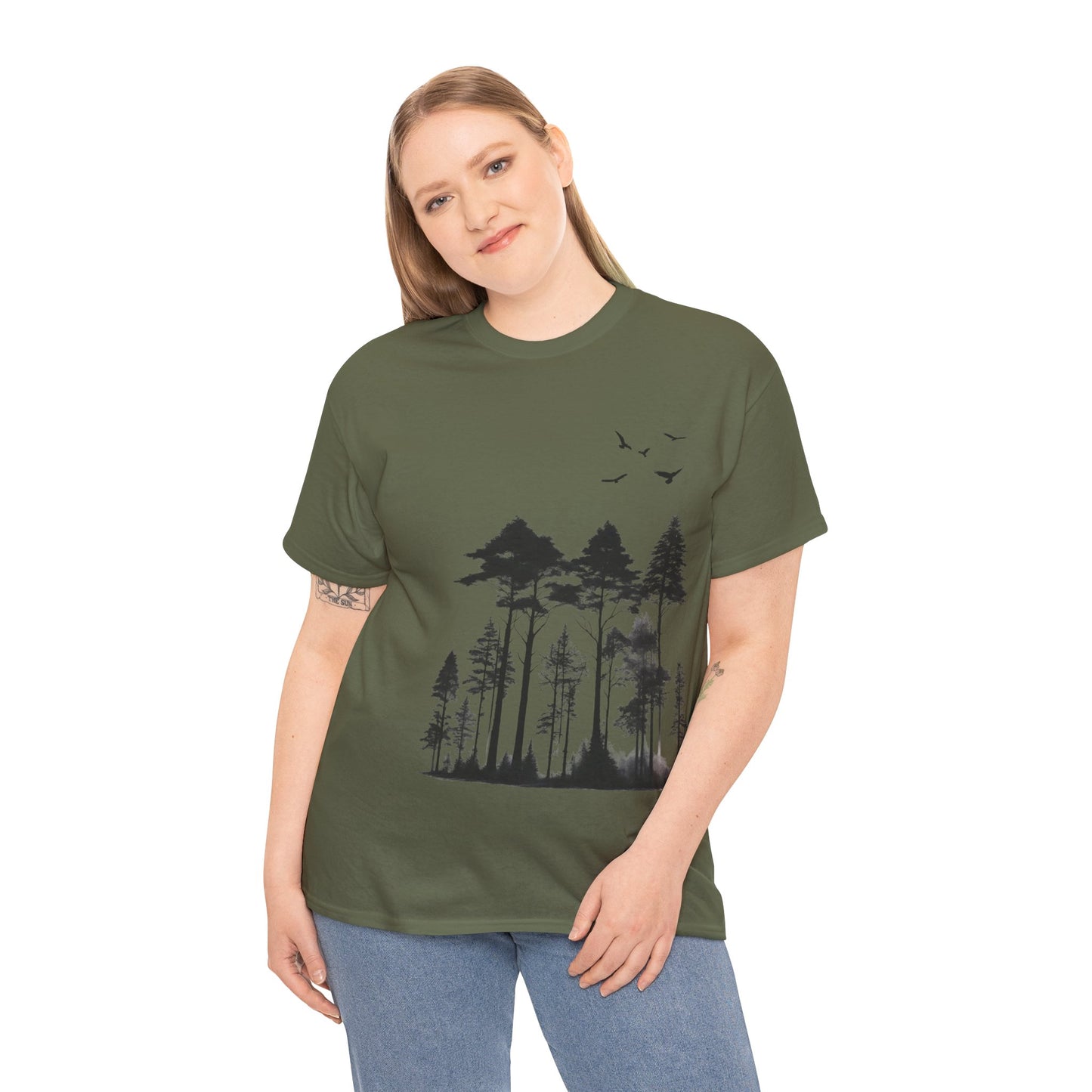 Camisa del bosque de pinos Camiseta unisex de algodón pesado Flashlander