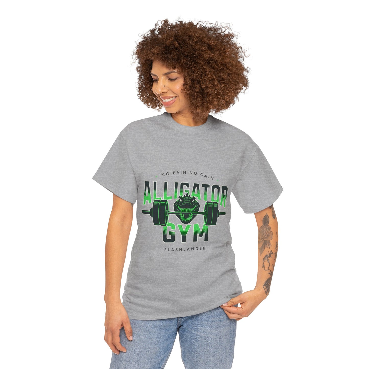 Aligator Gym Shirt Flashlander Cotton Unisex Charcoal Black Graphic Tee