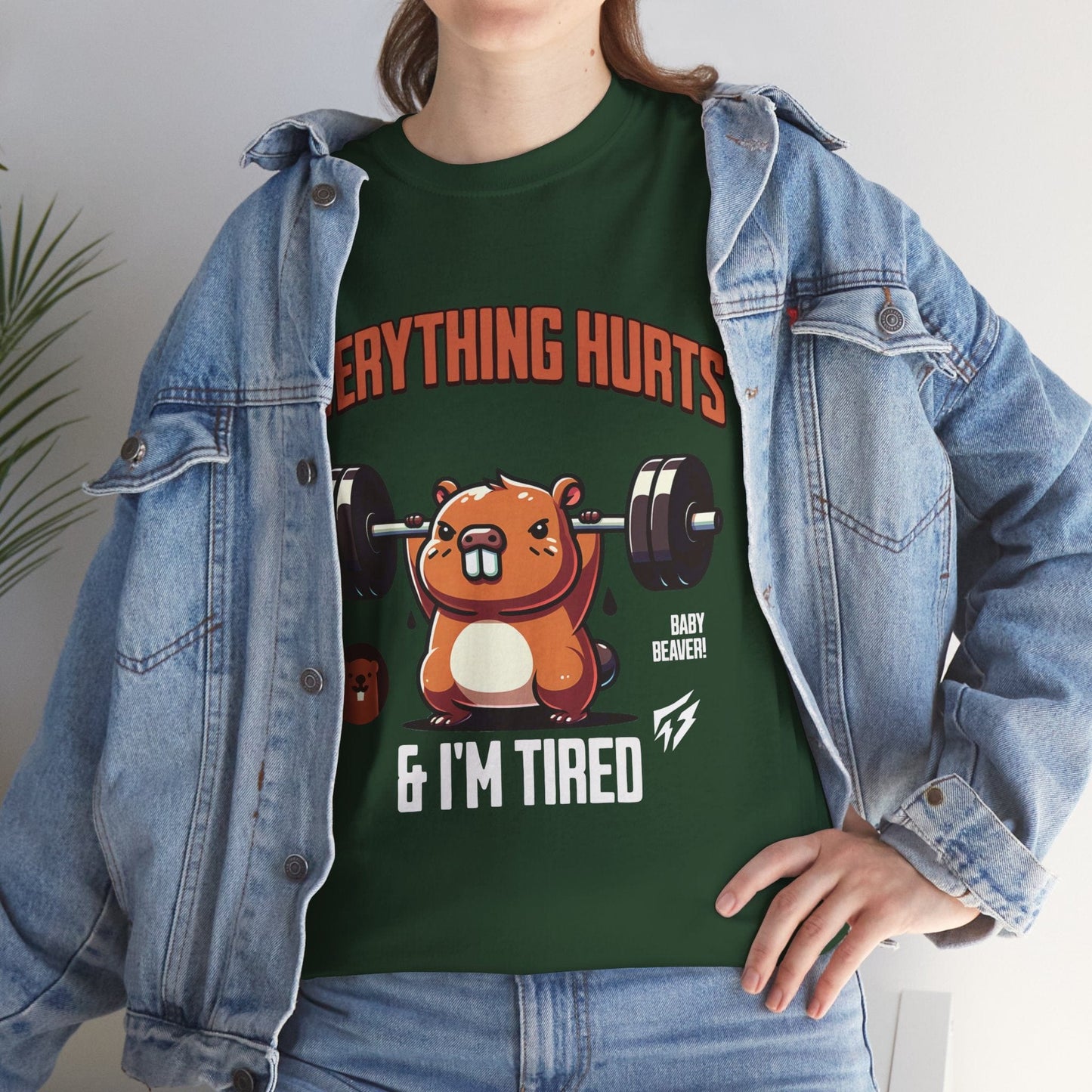 T-shirt de sport Beaver Everything Hurts &amp; I'm Tired T-shirt de sport Flashlander en coton unisexe noir anthracite T-shirt graphique de performance