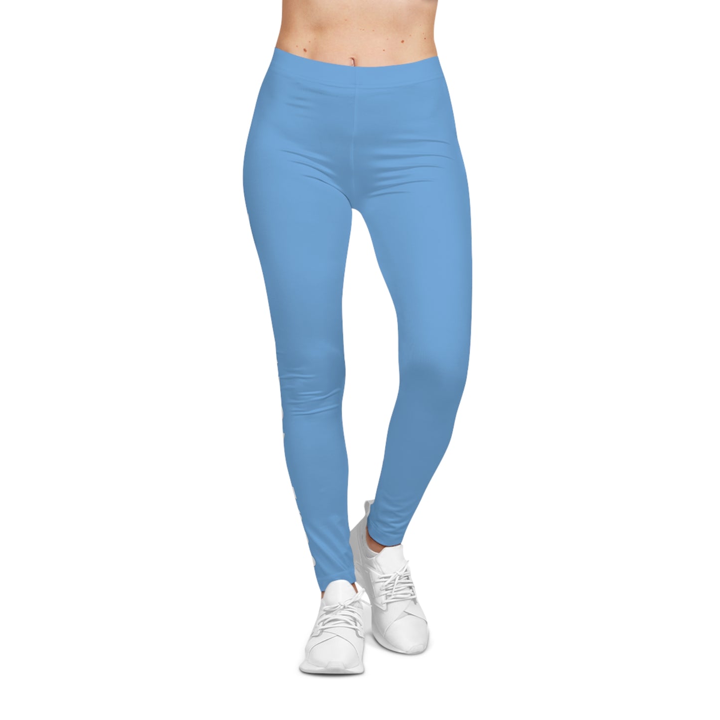 Flashlander Sportswear Evolution Women's Casual Leggings Light Blue (AOP) Featuring Custom Motivational Quote