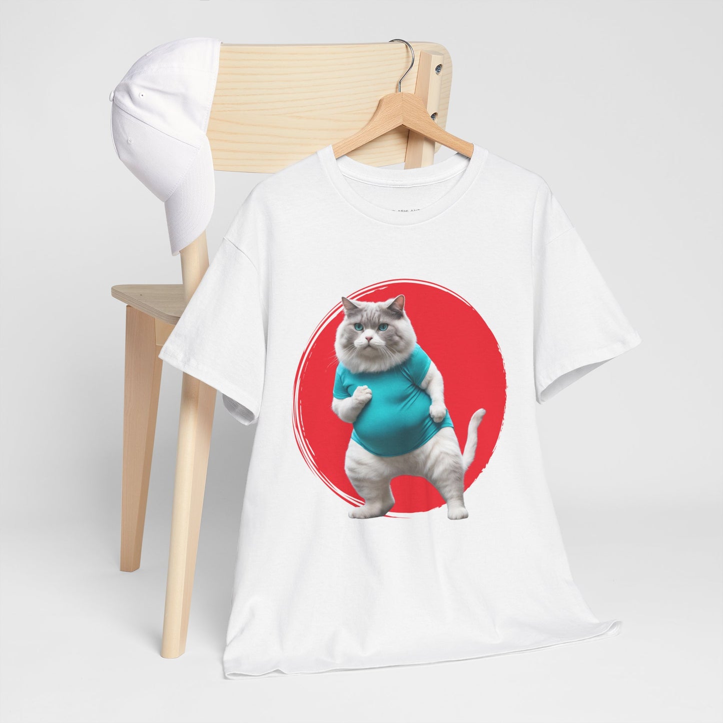 Camiseta de gimnasio Flashlander con divertido gato gordo de karate