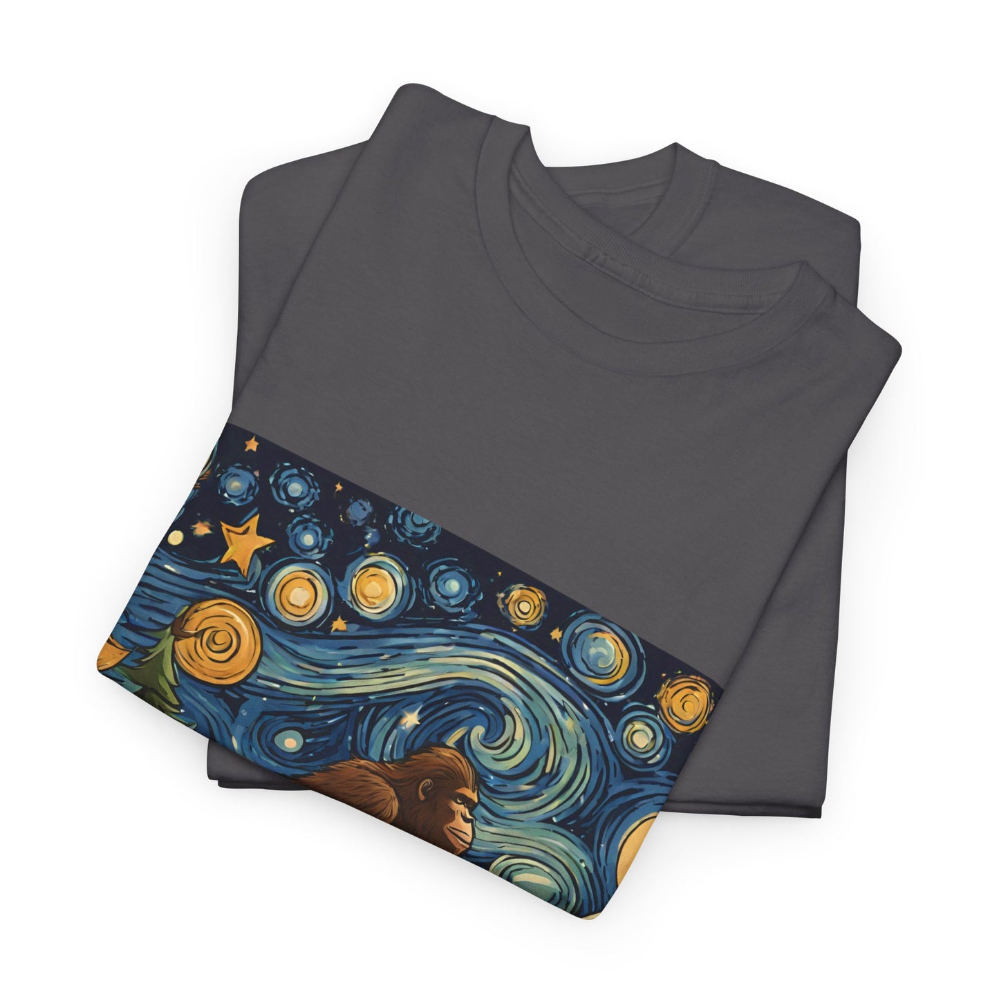 Bigfoot Strolls Through Van Gogh's Starry Night - Flashlander Gym Shirt