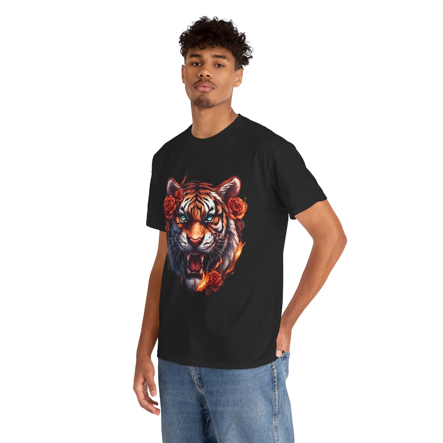 Tiger Flames and Roses T-Shirt Flashlander