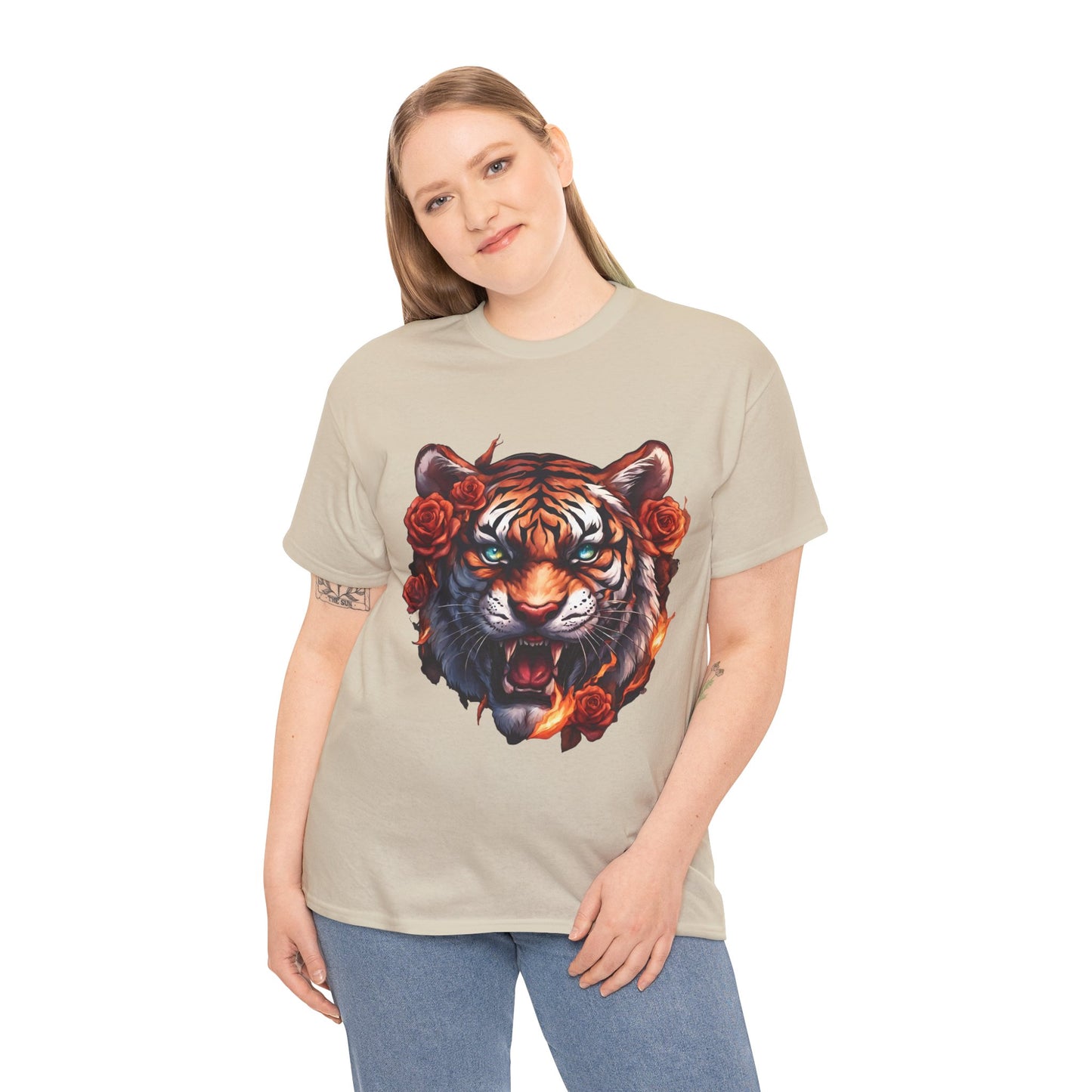 Tiger Flames and Roses T-Shirt Flashlander