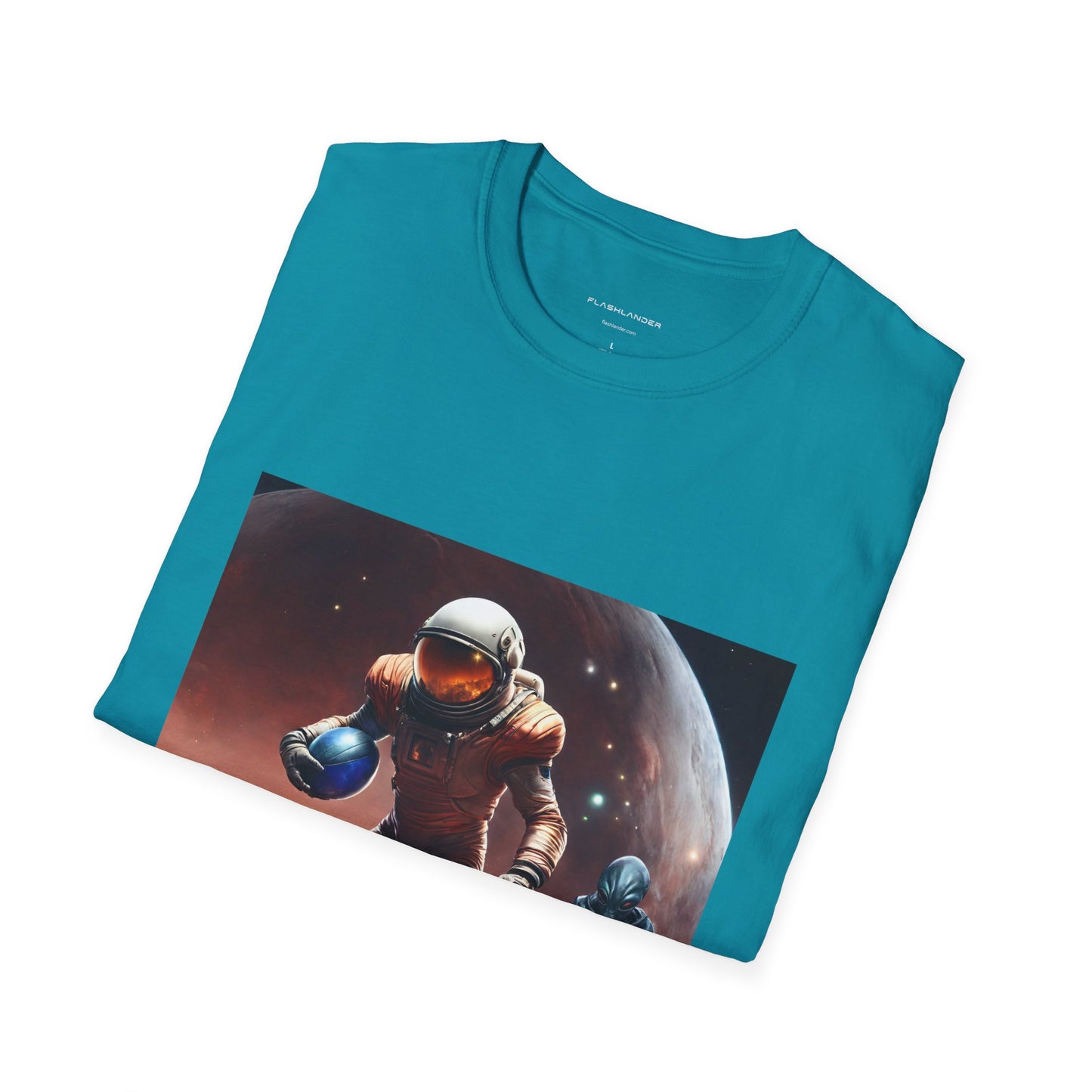 Astronaut and Alien Face Off in Football Gym Shirt Flashlander