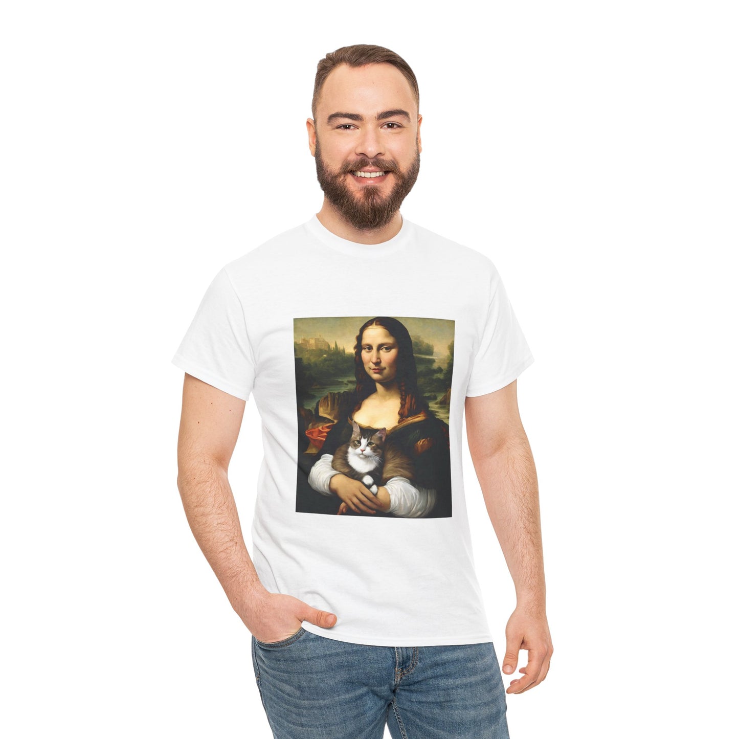 Mona Lisa with Cat - Flashlander Gym Shirt