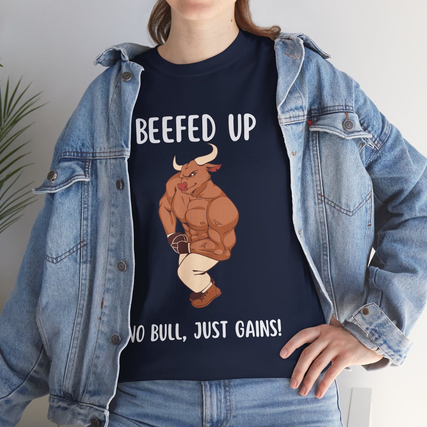 Muscle Bull Beefed Up No Bull, Just Gains - Flashlander Gym Shirt