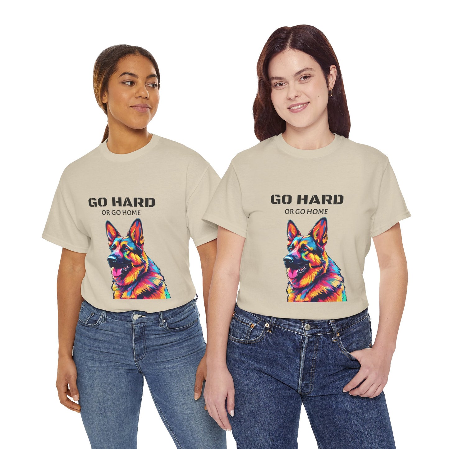 Camiseta de gimnasia Flashlander con diseño de perro pastor alemán Pop Art: "Ve a por todas o vete a casa"