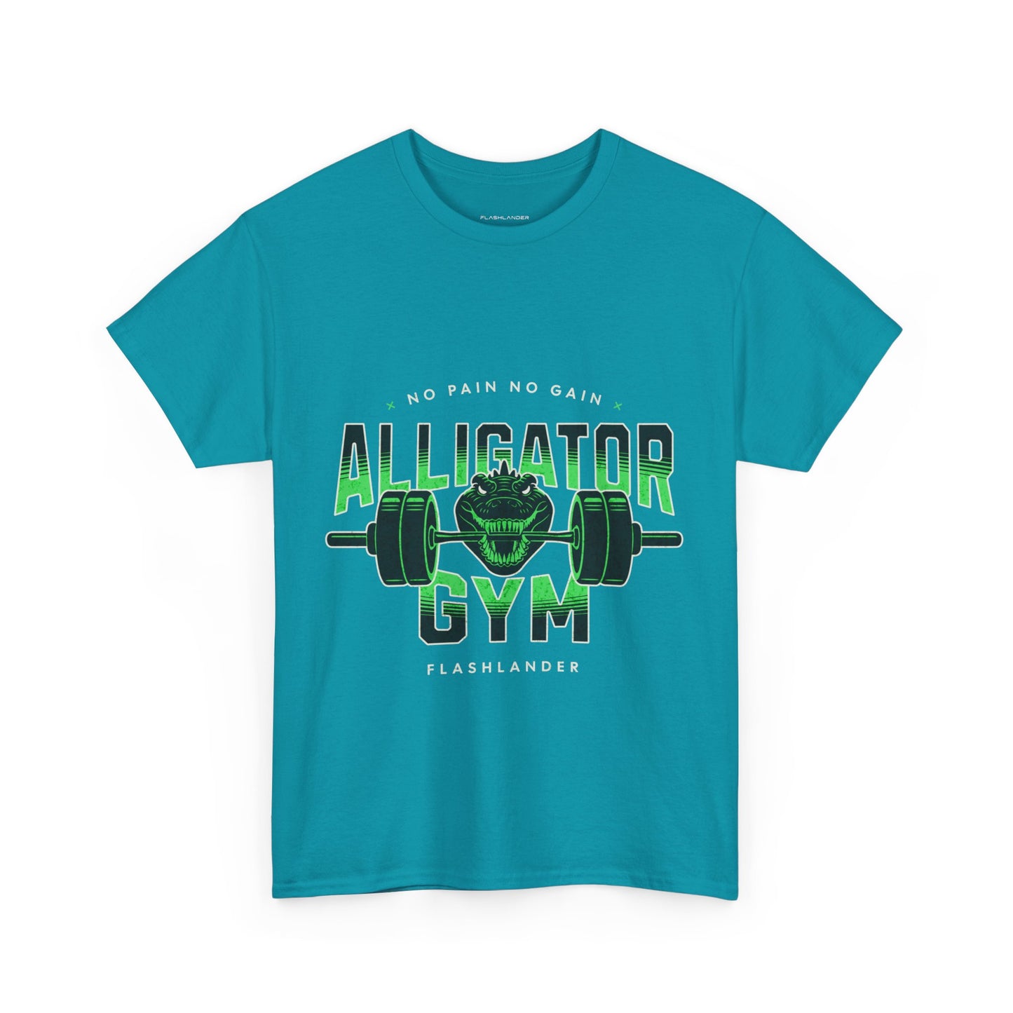 Aligator Gym Shirt Flashlander Cotton Unisex Charcoal Black Graphic Tee