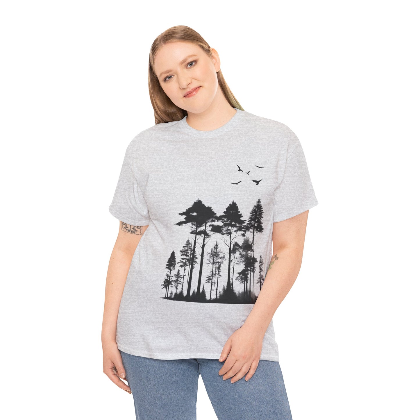 Camisa del bosque de pinos Camiseta unisex de algodón pesado Flashlander