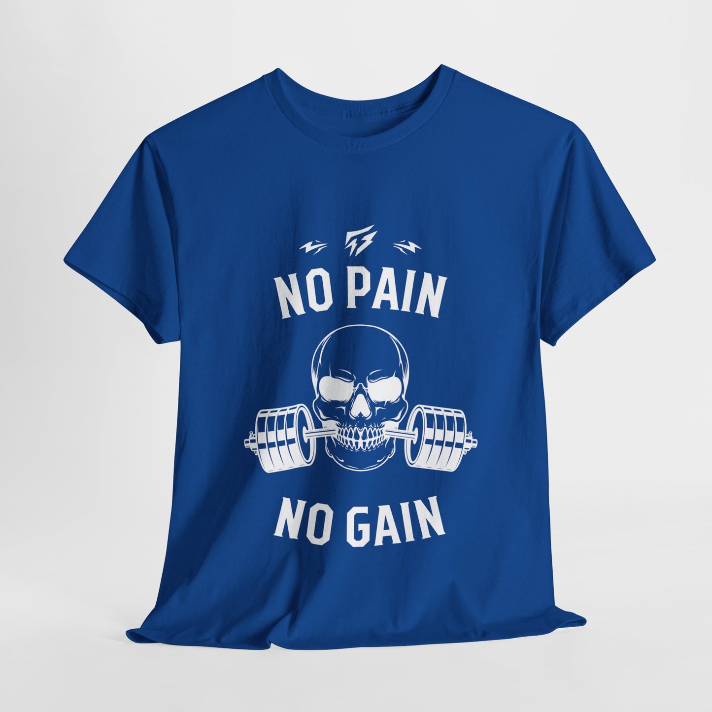 Skull Lifting Flashlander Gym Shirt No Pain No Gain Graphic Tee