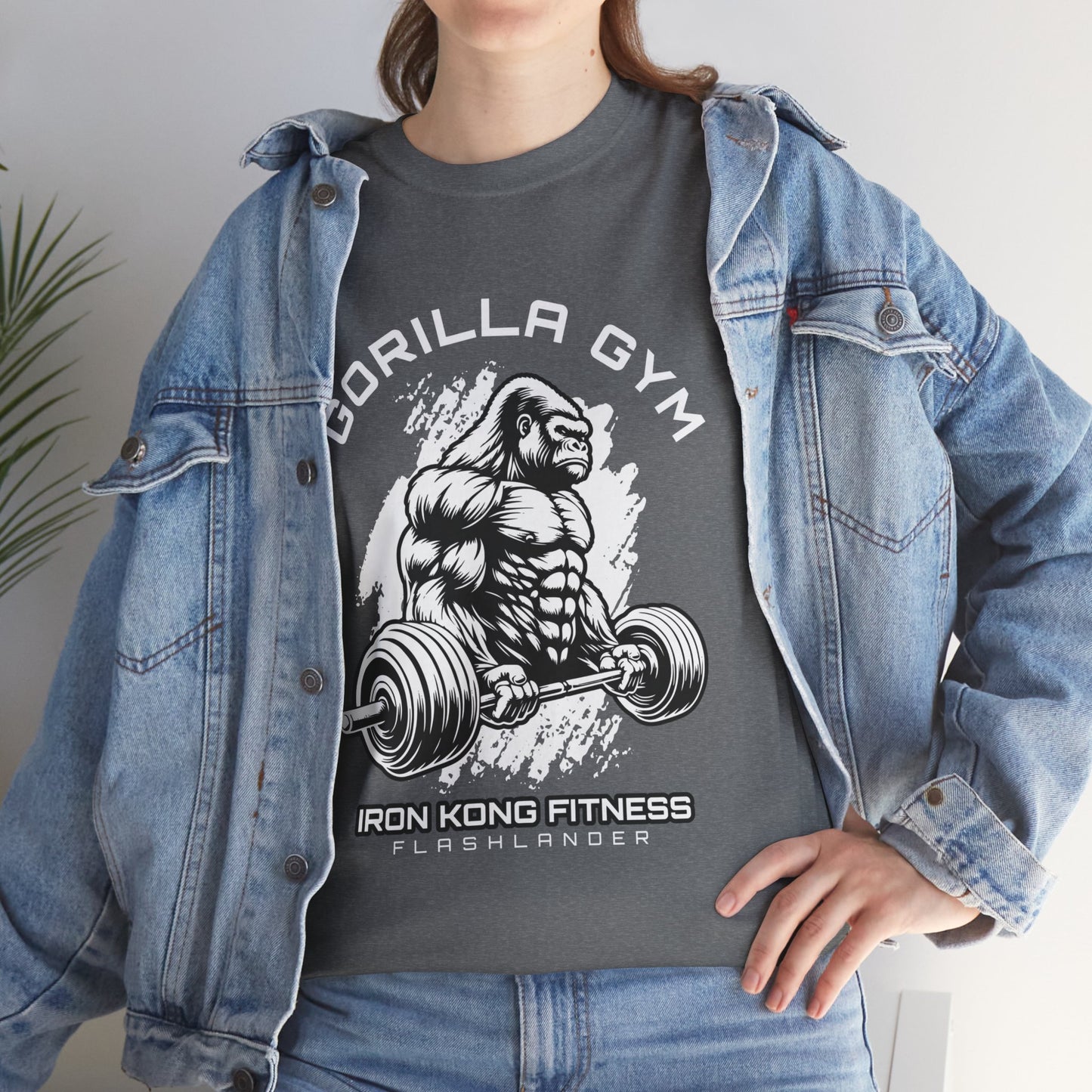 T-shirt de sport Gorilla Flashlander en coton unisexe, noir anthracite, graphique de performance