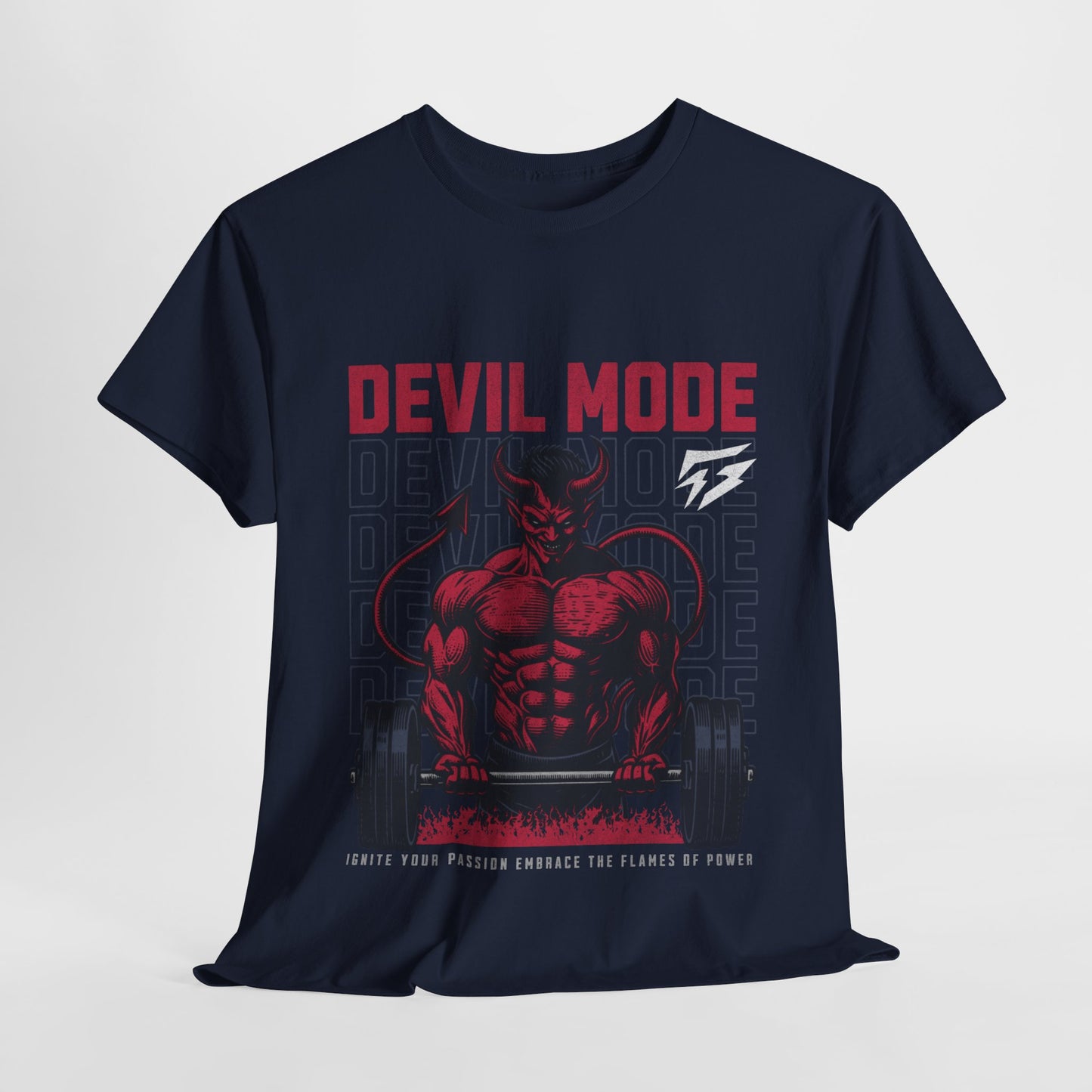 Devil Mode Gym Shirt Flashlander Cotton Unisex Charcoal Black Performance Graphic Tee