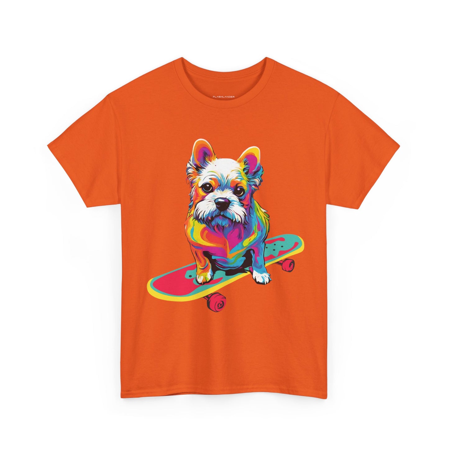 T-shirt de sport Flashlander avec chien skateboardant Pop Art