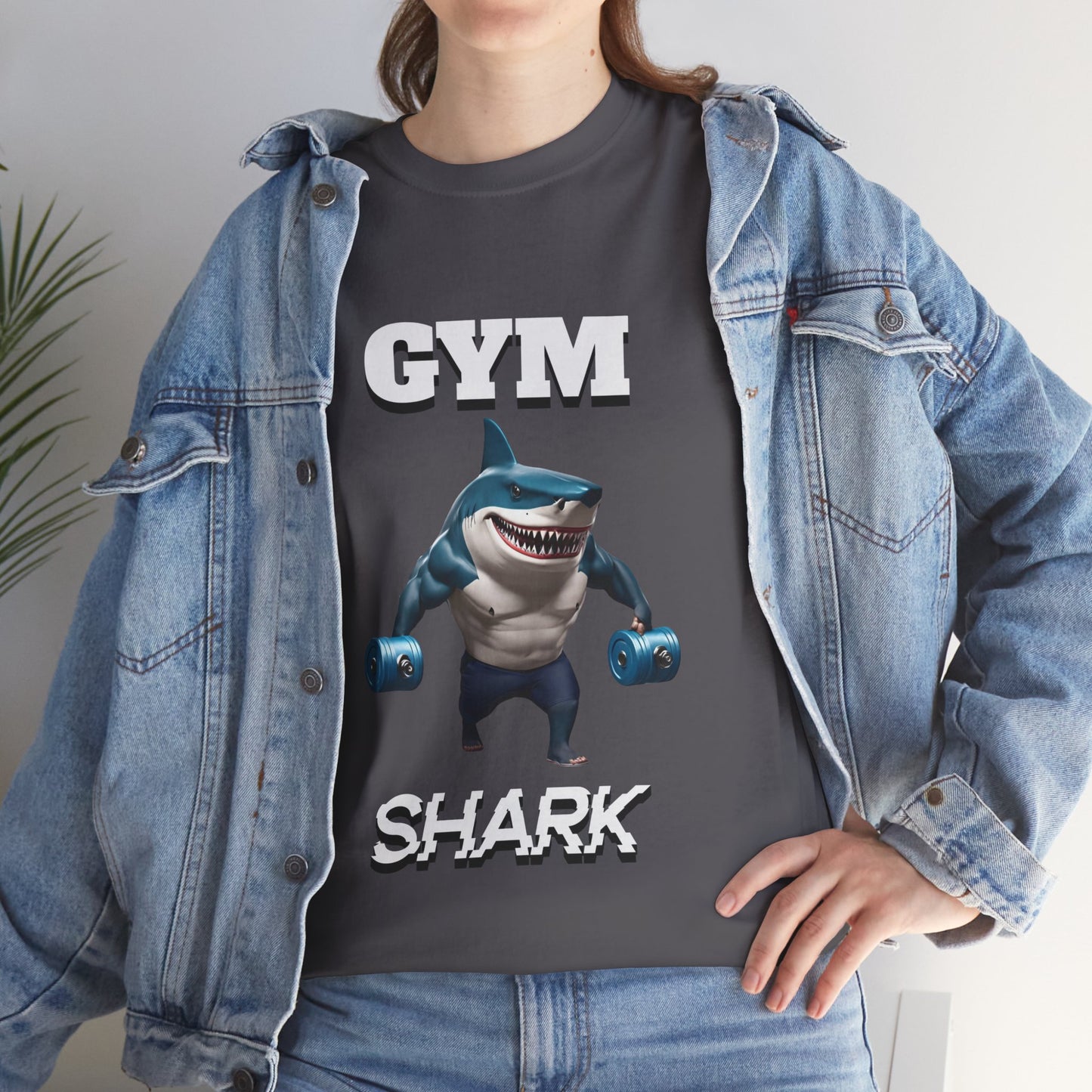 Gym Shark Performance Shirt Flashlander Cotton Unisex Charcoal Black Graphic Tee