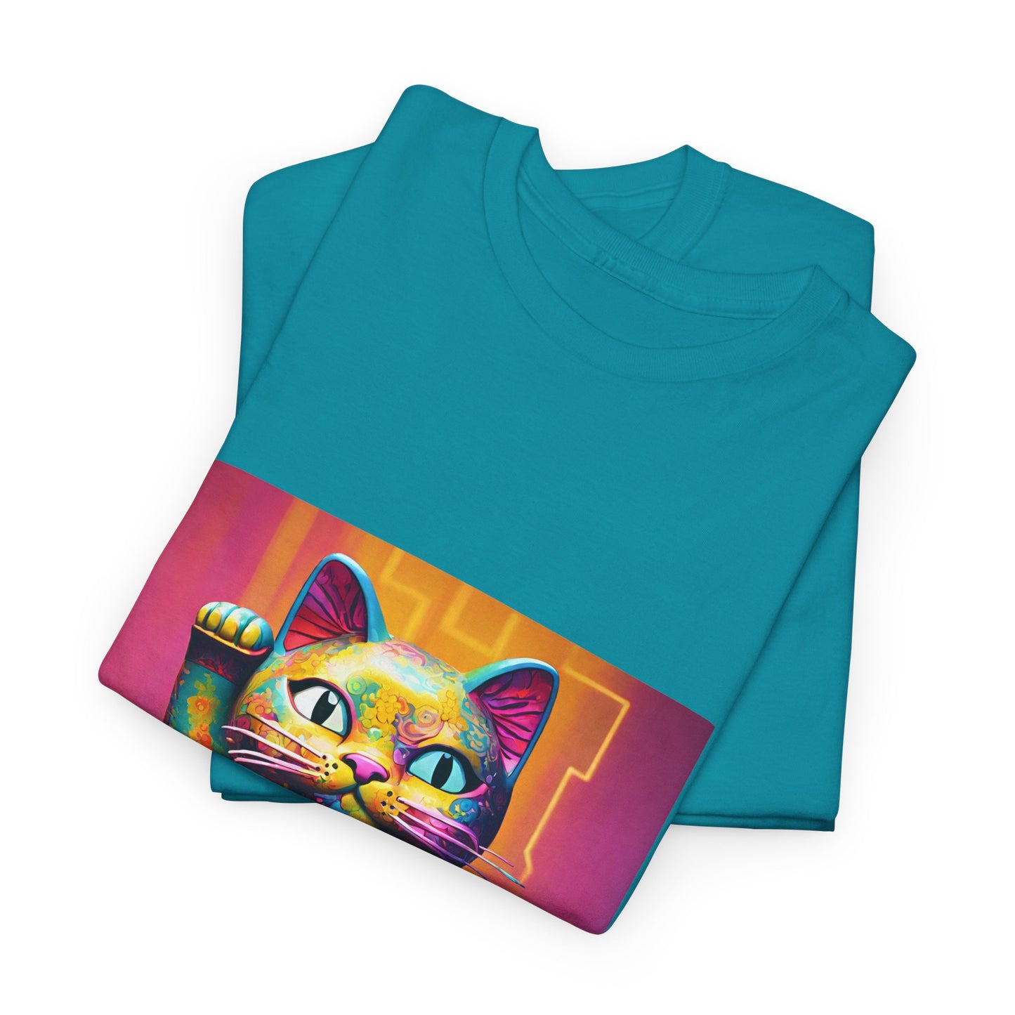 Camiseta de gimnasia Flashlander con el gato de la suerte japonés Manekineko y nombre japonés personalizado