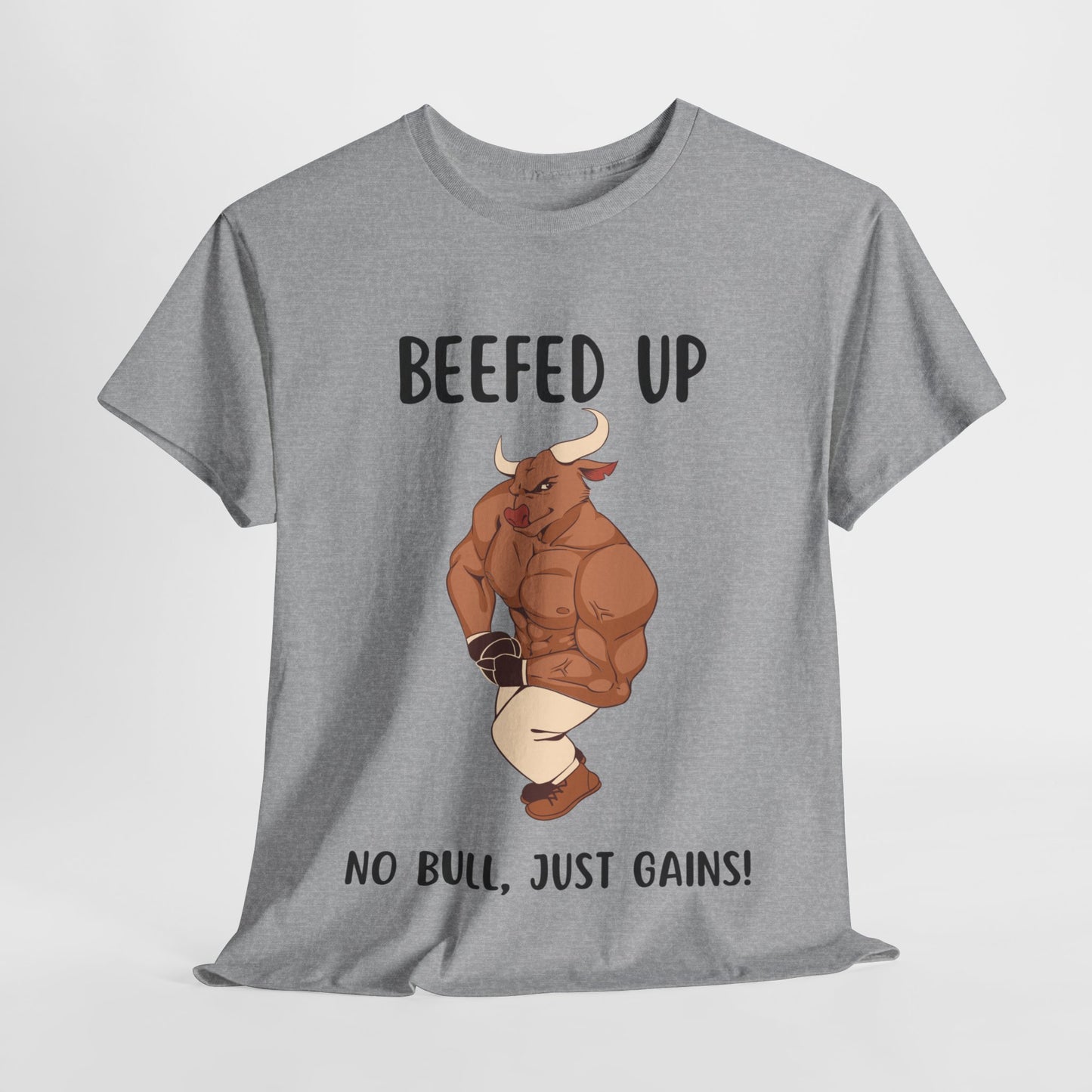 Muscle Bull Beefed Up No Bull, Just Gains - Flashlander Gym Shirt