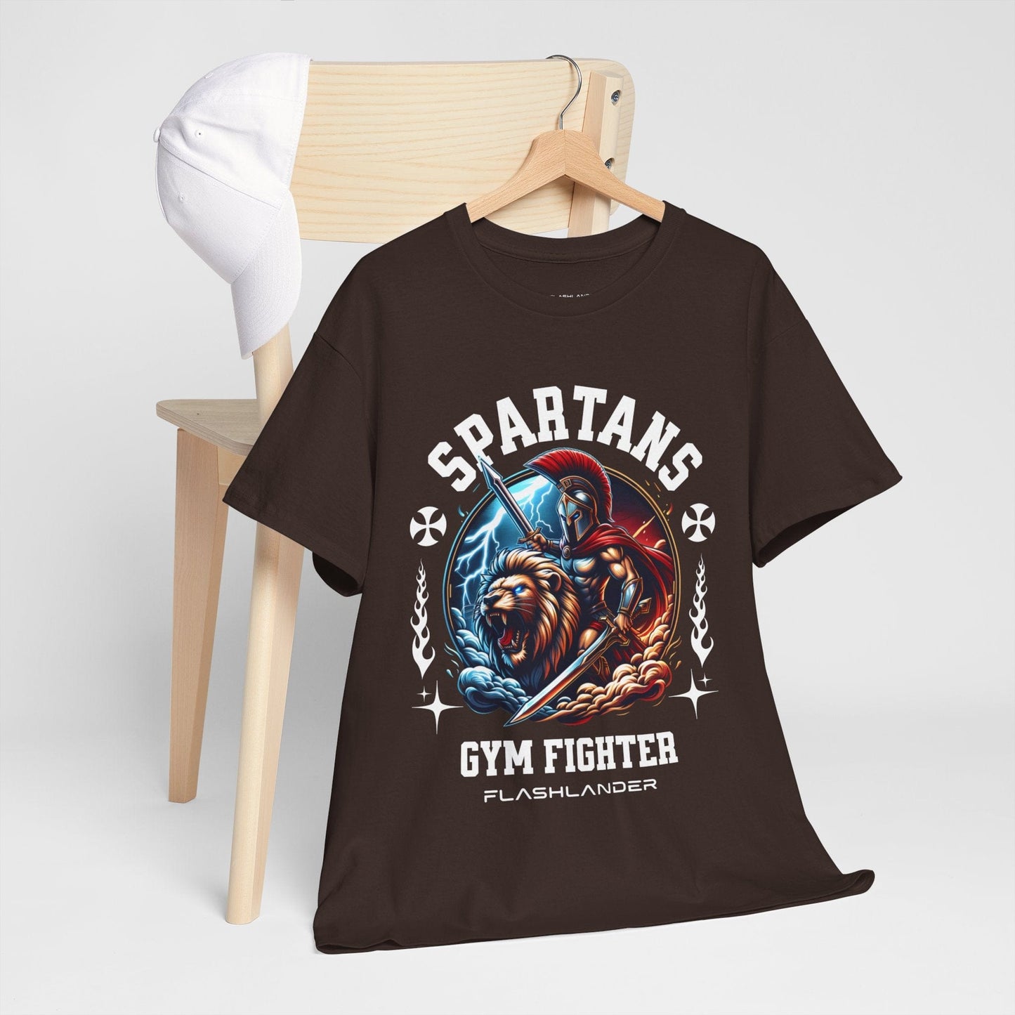 Spartans Gym Fighter Shirt Flashlander Performance T-Shirt Cotton Unisex Charcoal Black Graphic Tee