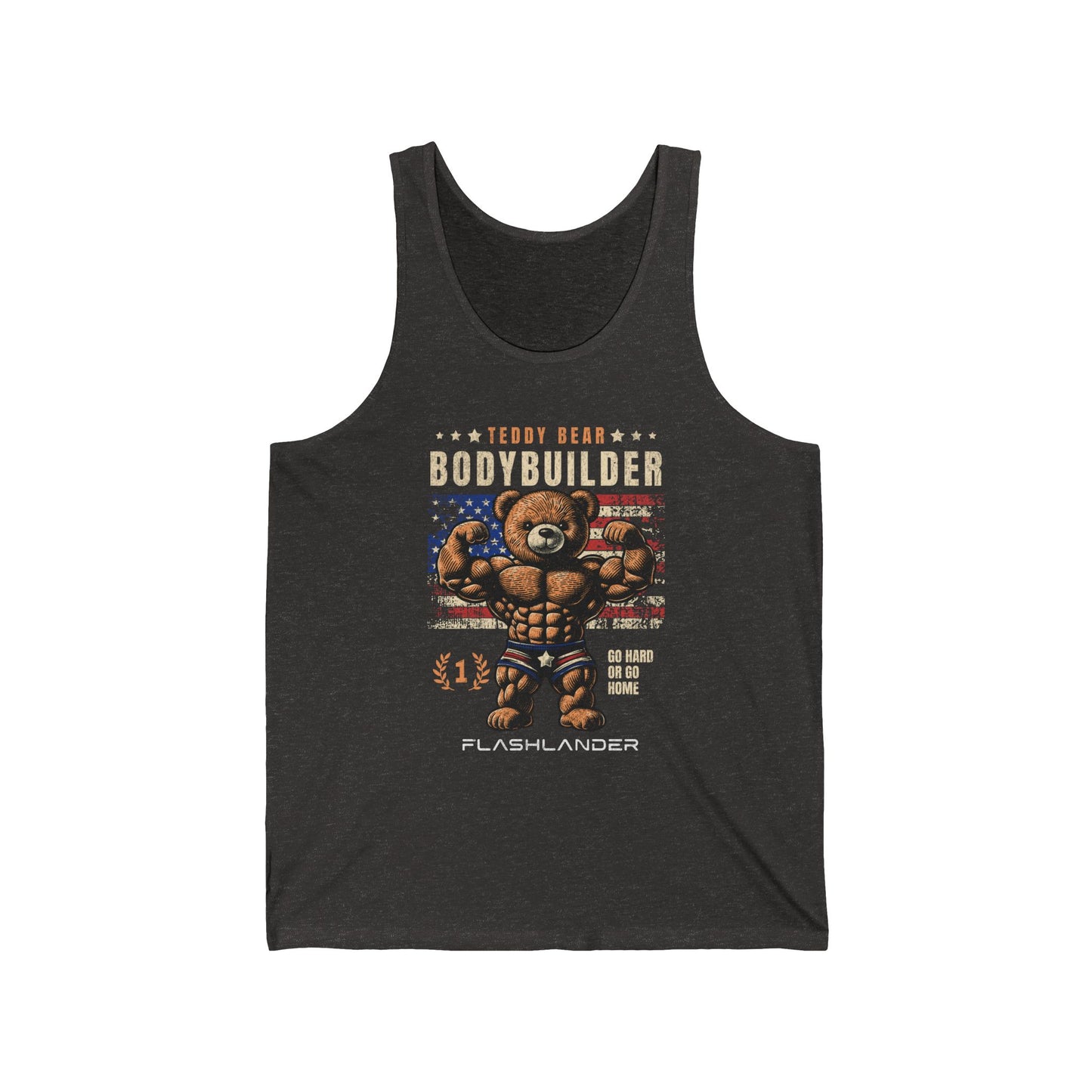 Teddy Bear Bodybuilding American Vintage Gym Flashlander Cotton Unisex Jersey Tank Blue Aqua