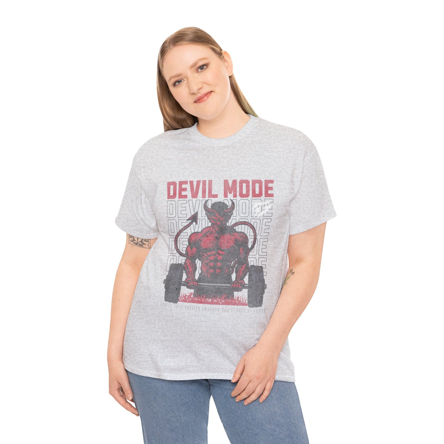 Devil Mode Gym Shirt Flashlander Cotton Unisex Charcoal Black Performance Graphic Tee