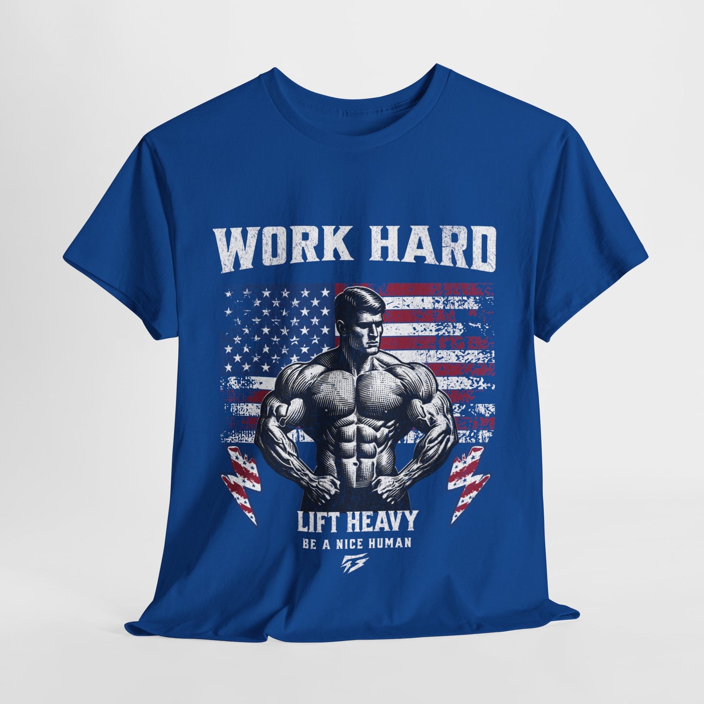 Work Hard Lift Heavy Gym Shirt Flashlander Cotton Unisex Charcoal Black Graphic Tee