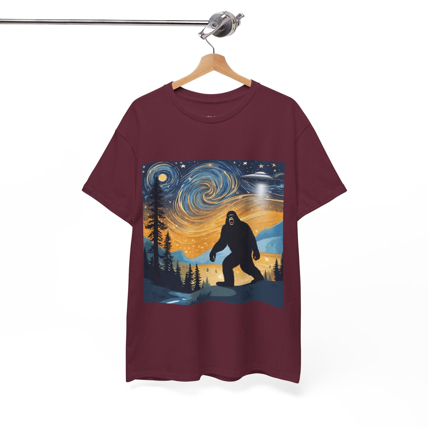 Funny Starry Night Stroll Bigfoot Encounters UFO Abduction - Flashlander Gym Shirt