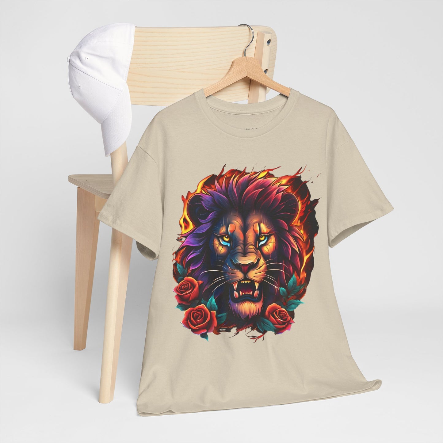 Lion Flames and Roses T-Shirt Flashlander