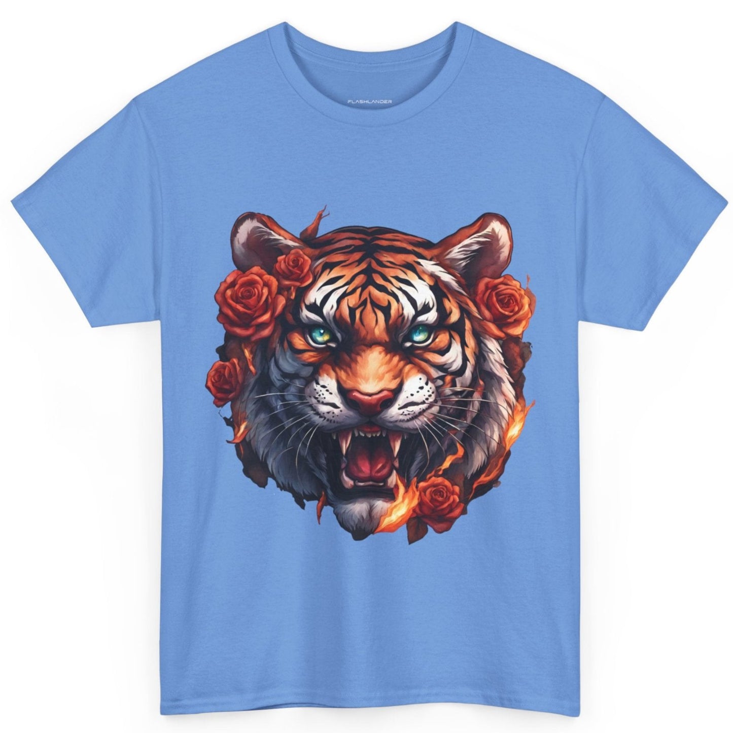 Tiger Flames and Roses T-Shirt Flashlander