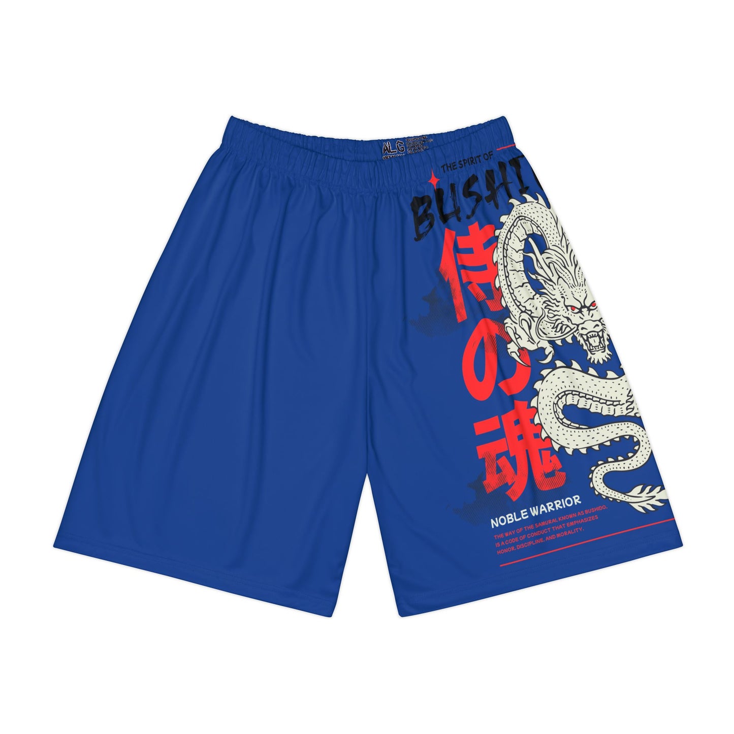 Short de sport pour homme Flashlander Performance Bushido - Dragon japonais bleu foncé