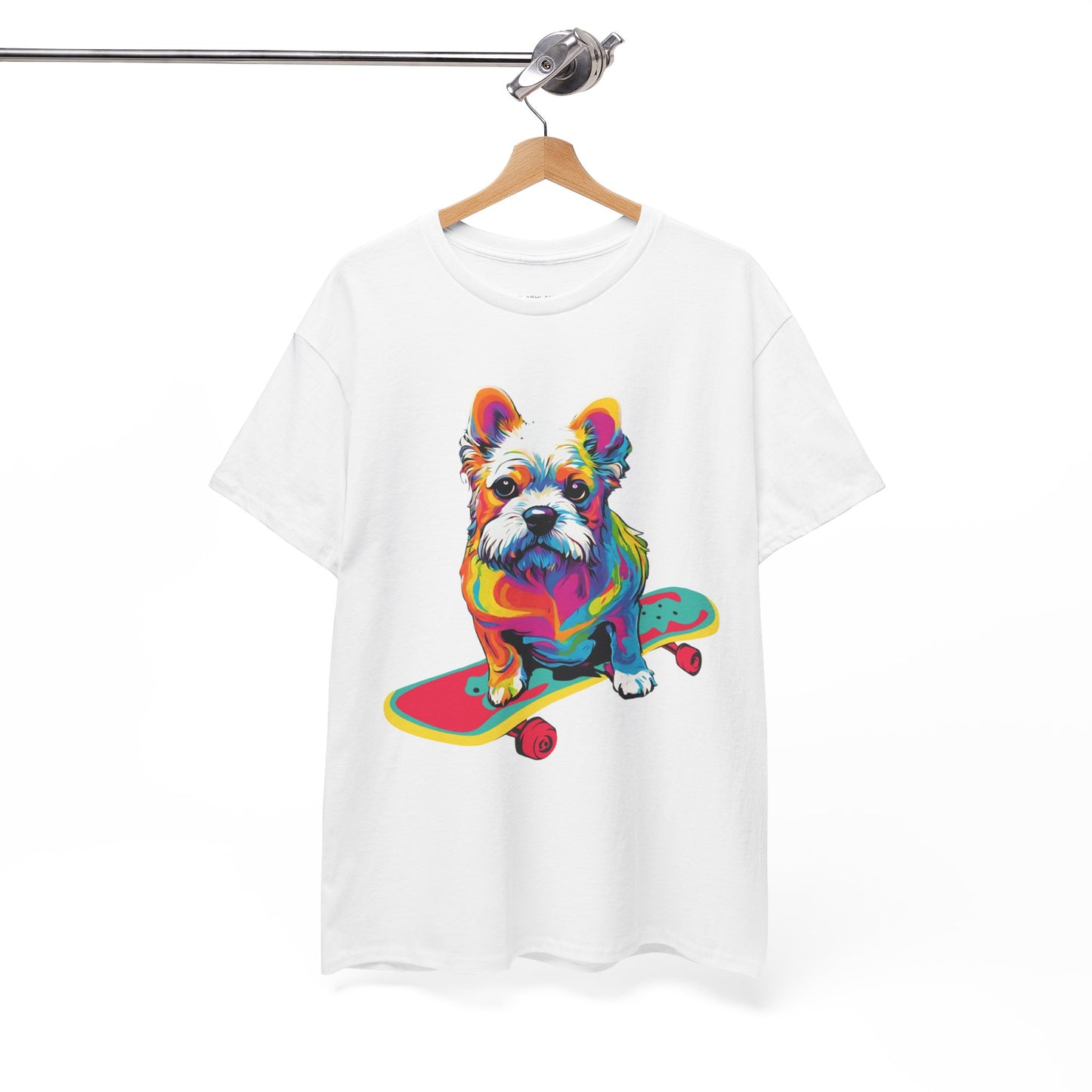 T-shirt de sport Flashlander avec chien skateboardant Pop Art