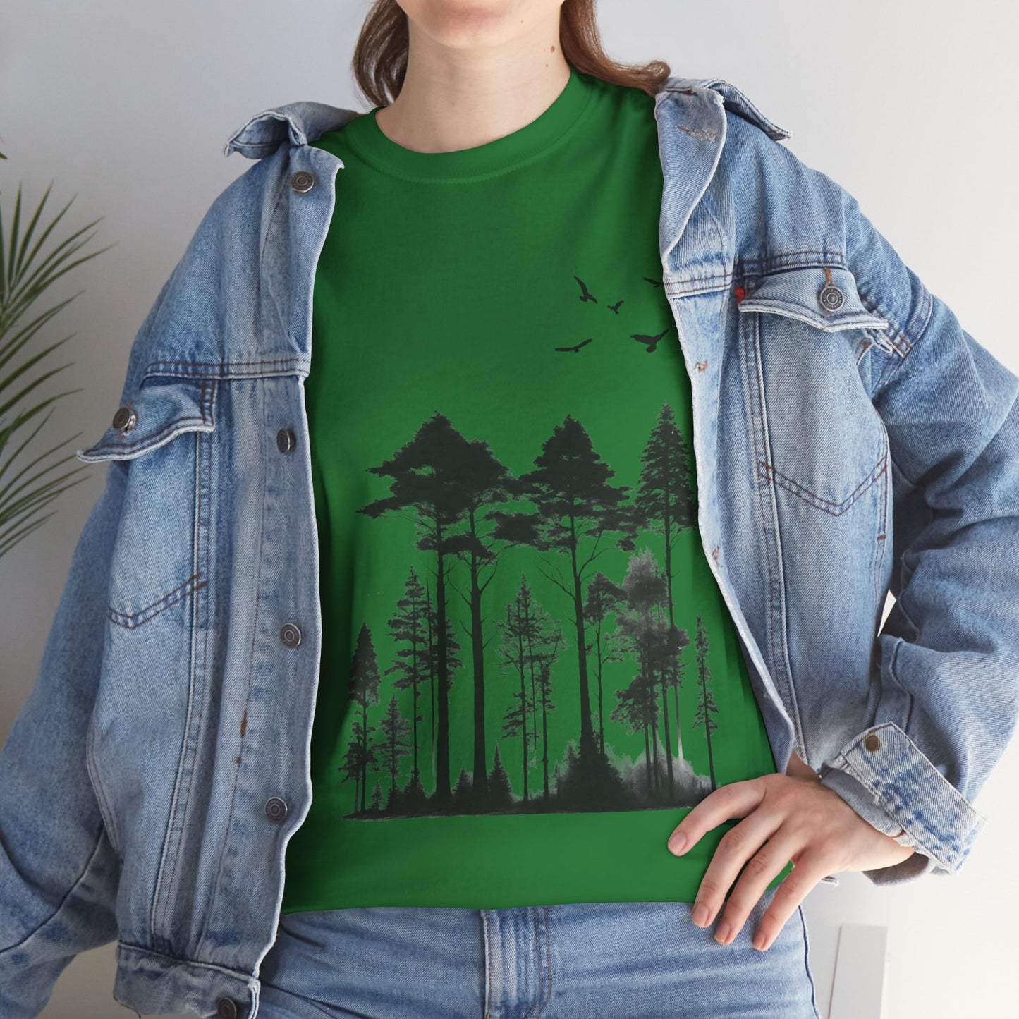 Camisa del bosque de pinos Camiseta unisex de algodón pesado Flashlander