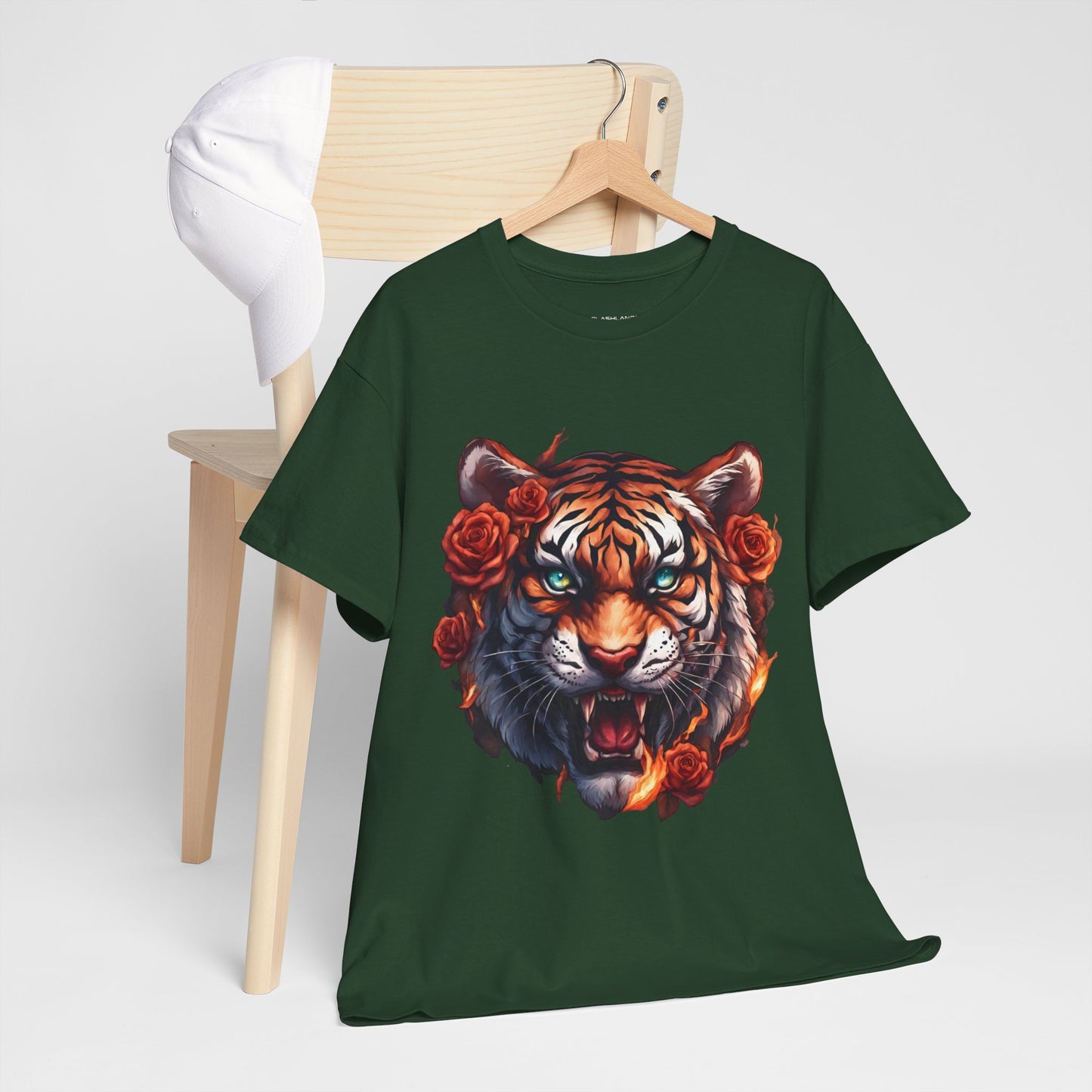 Tiger Flames and Roses T-Shirt Flashlander