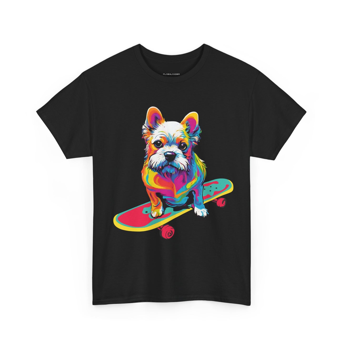 T-shirt de sport Flashlander avec chien skateboardant Pop Art