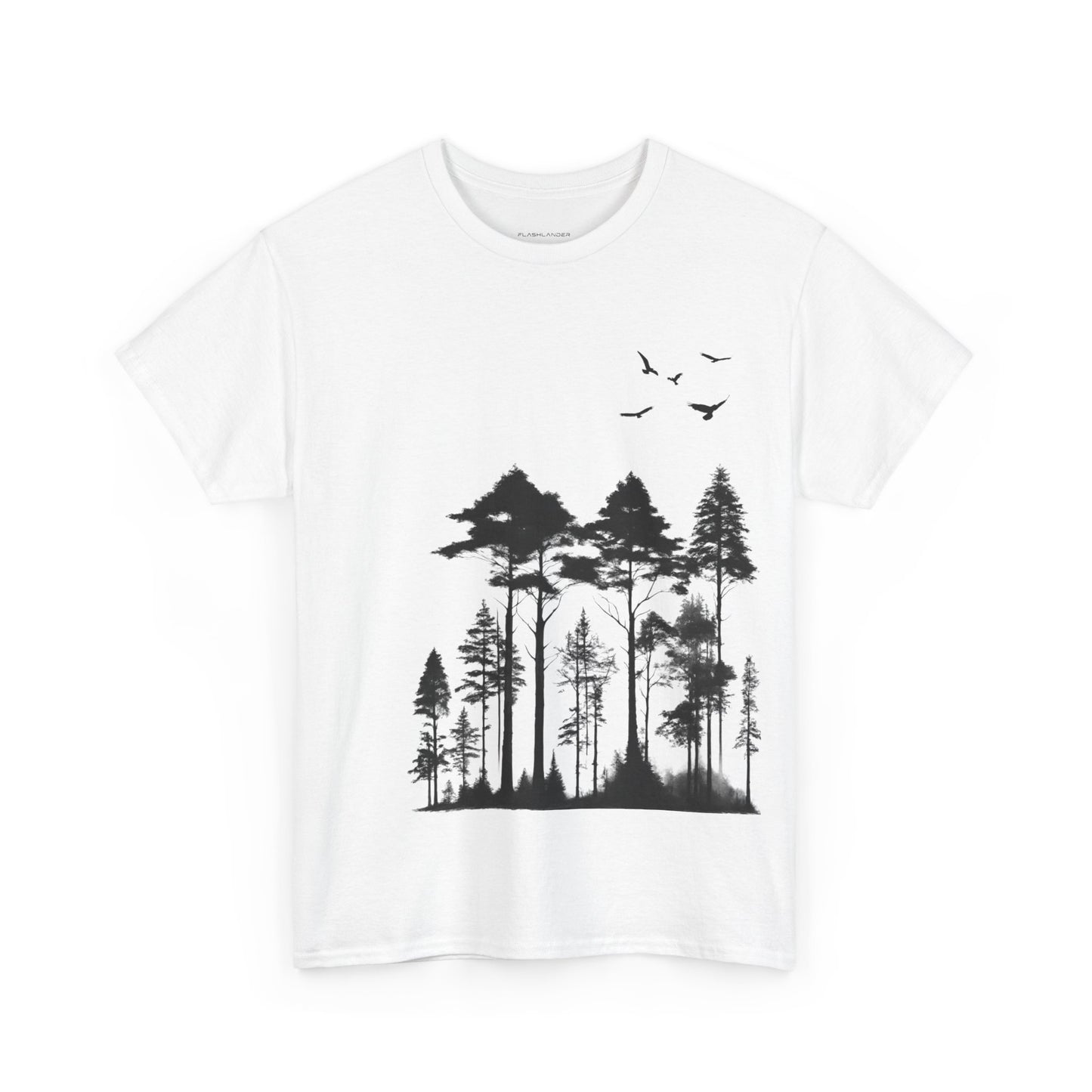 Camisa del bosque de pinos Camiseta unisex de algodón pesado Flashlander