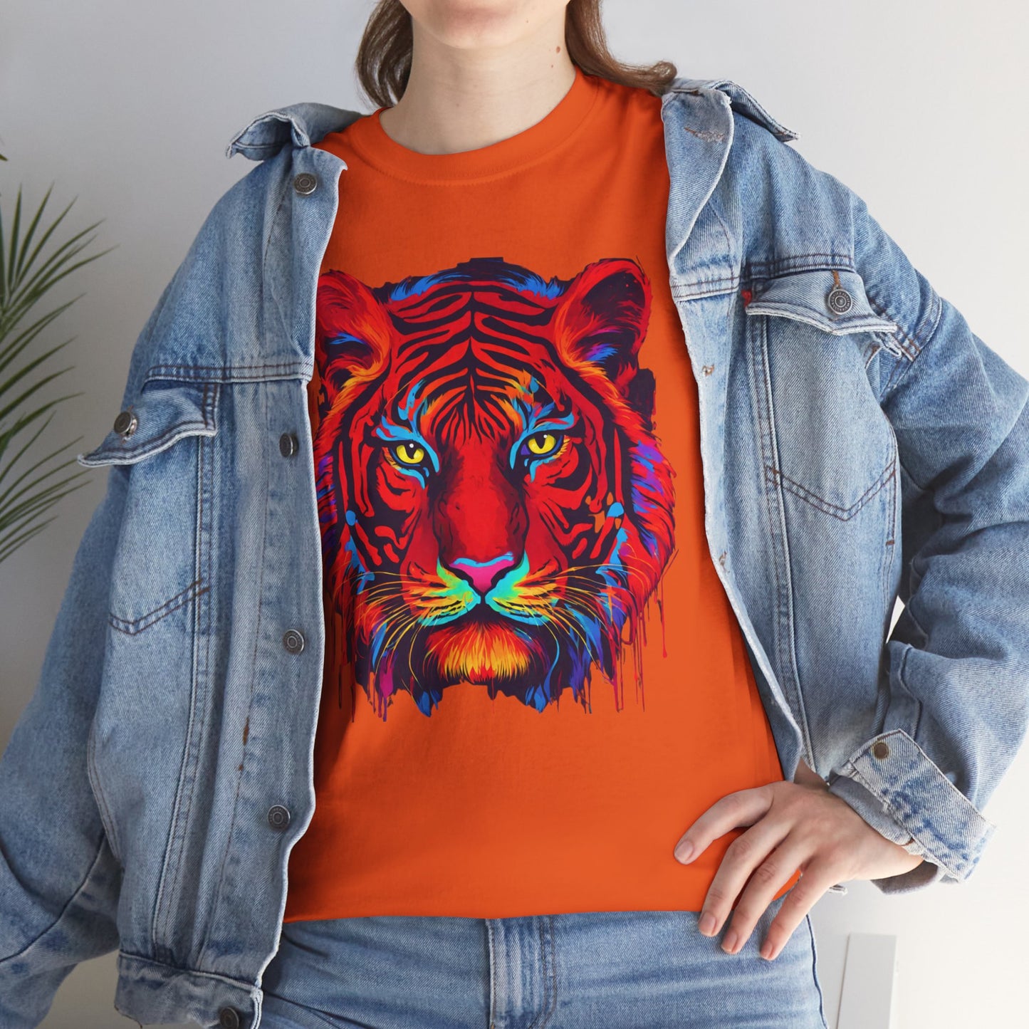 Majestuosa camiseta de Flashlander con diseño pop art de tigre rojo