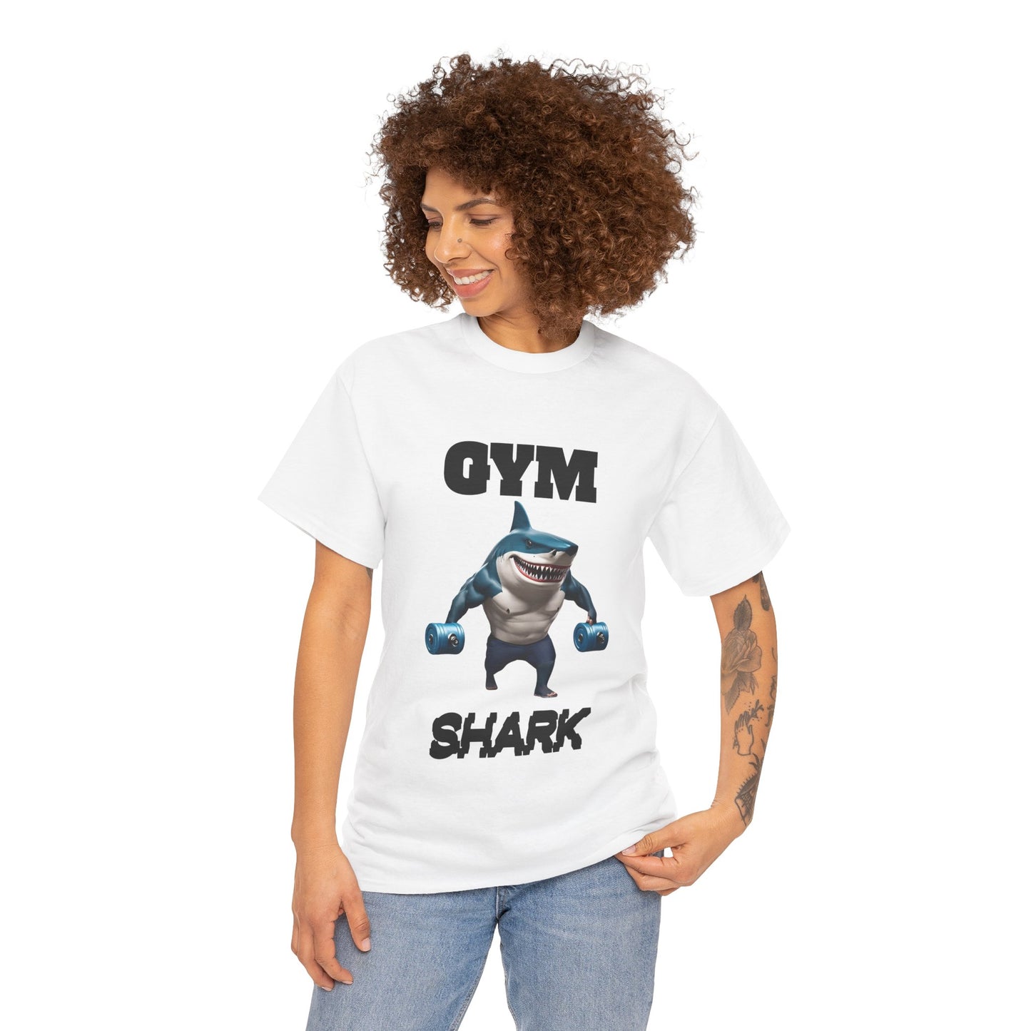 Gym Shark Performance Shirt Flashlander Cotton Unisex Charcoal Black Graphic Tee