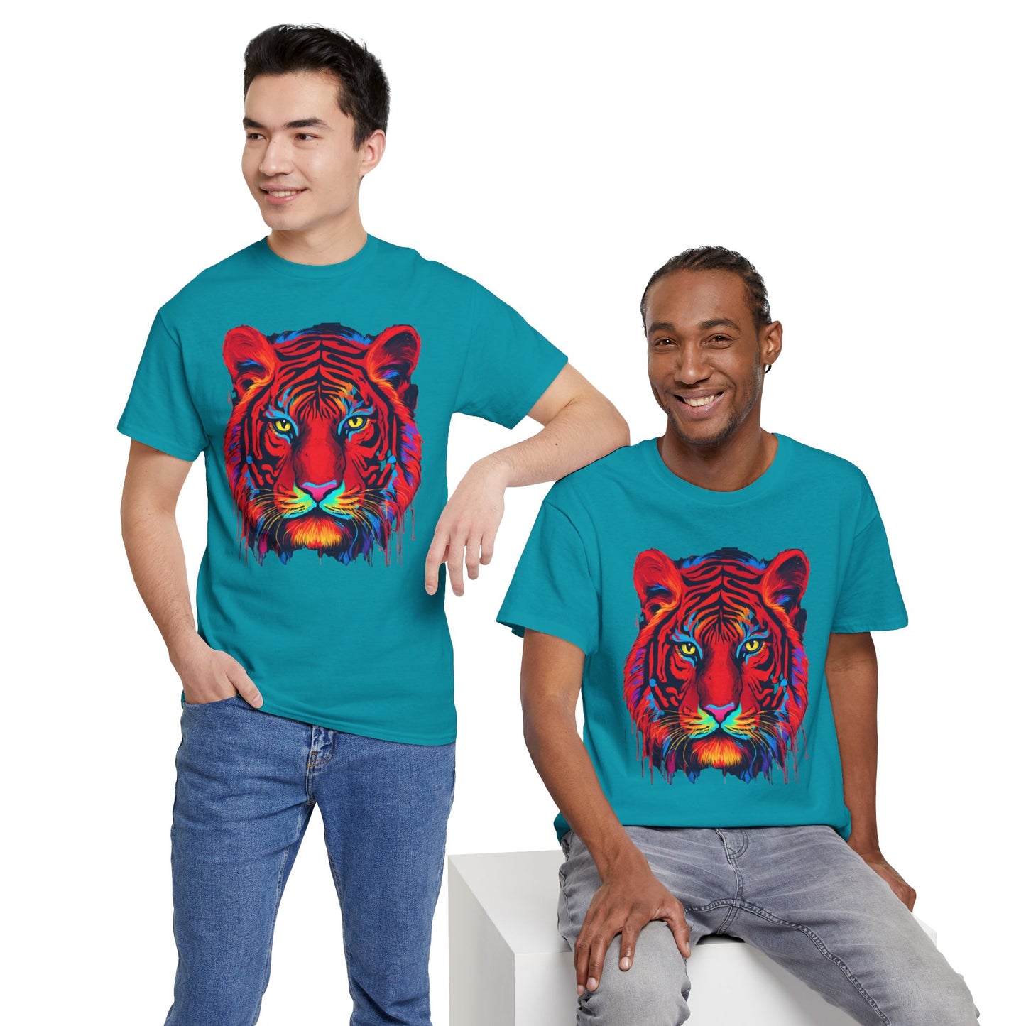 Majestuosa camiseta de Flashlander con diseño pop art de tigre rojo