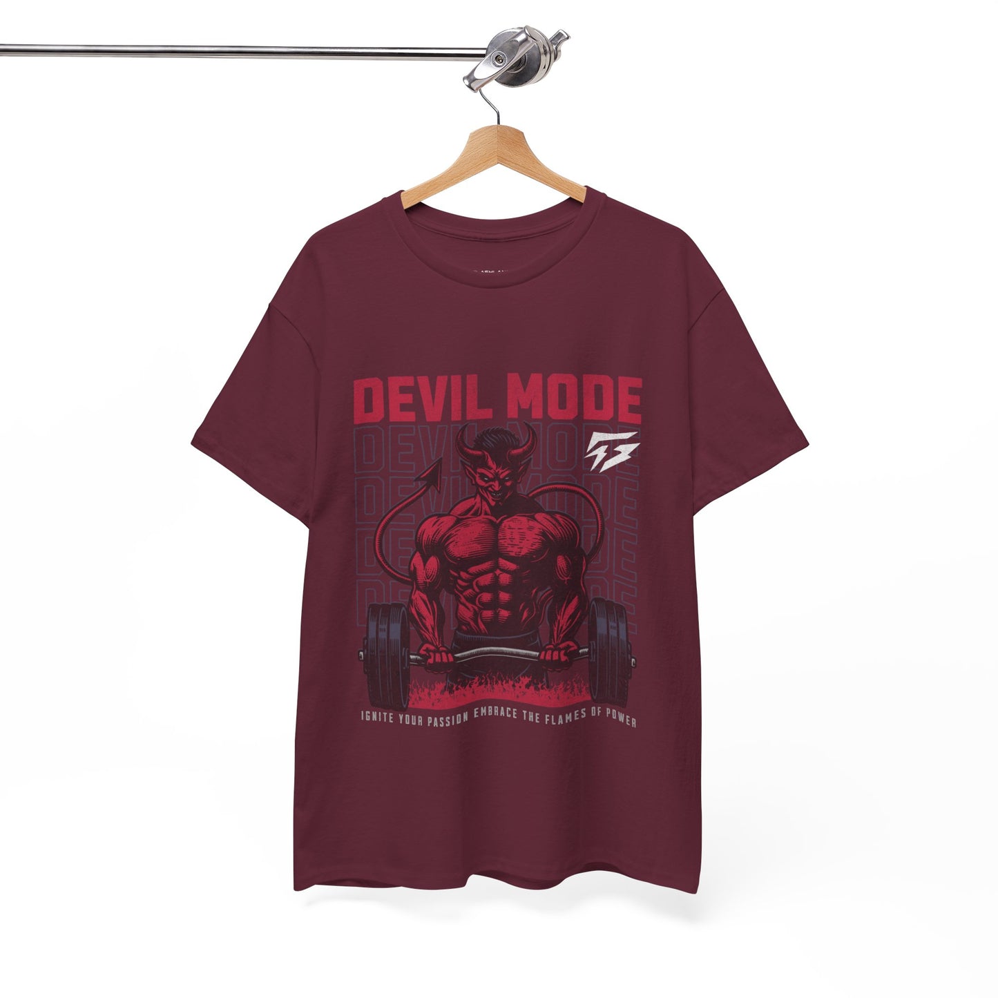 Devil Mode Gym Shirt Flashlander Cotton Unisex Charcoal Black Performance Graphic Tee