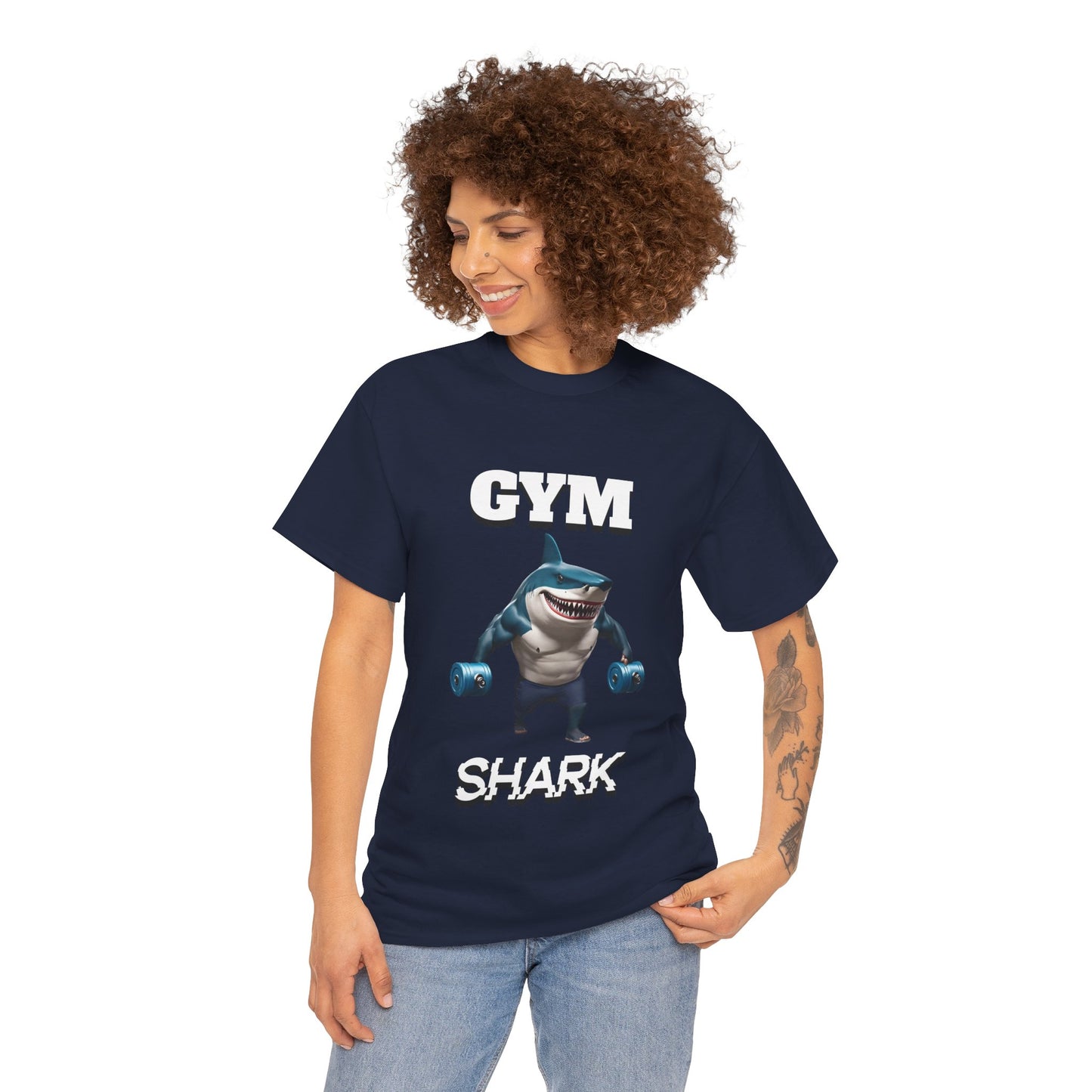 Gym Shark Performance Shirt Flashlander Cotton Unisex Charcoal Black Graphic Tee