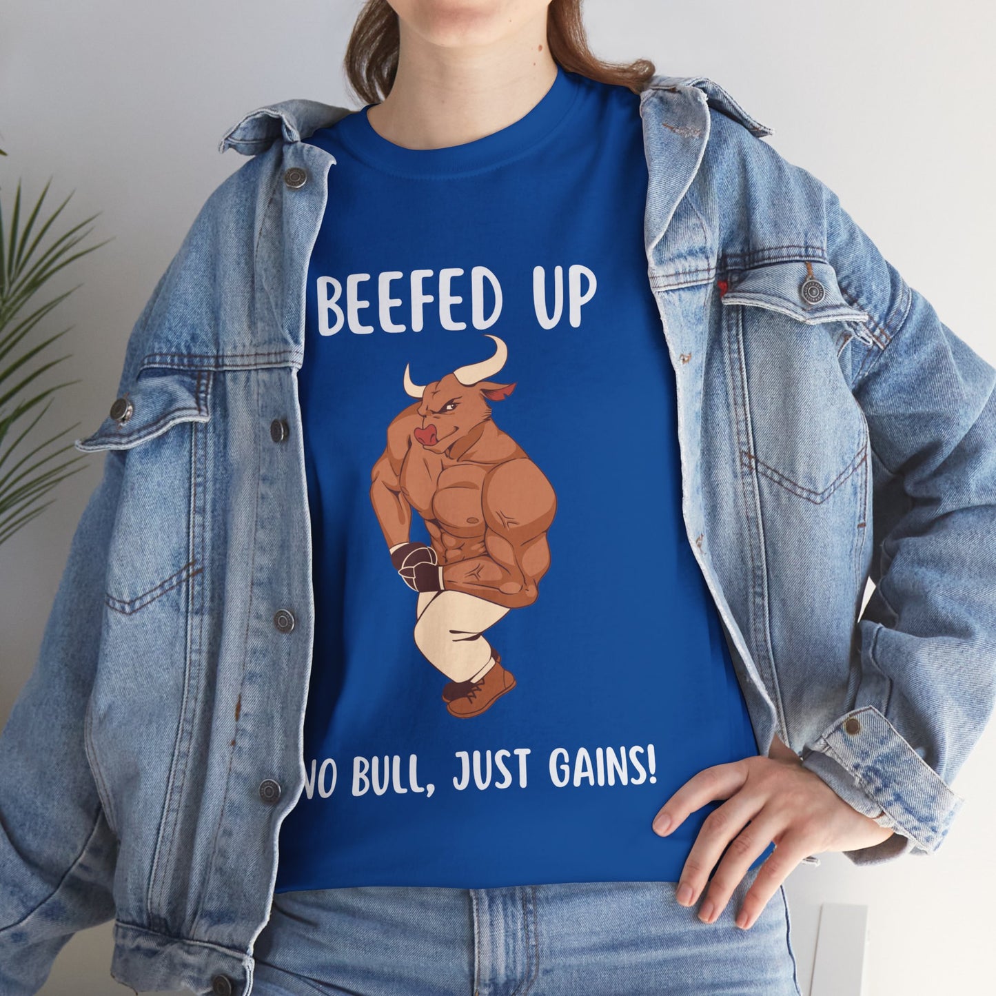 Muscle Bull Beefed Up No Bull, Just Gains - Flashlander Gym Shirt