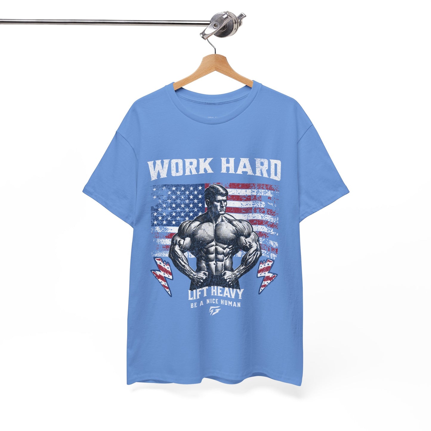 Work Hard Lift Heavy Gym Shirt Flashlander Cotton Unisex Charcoal Black Graphic Tee