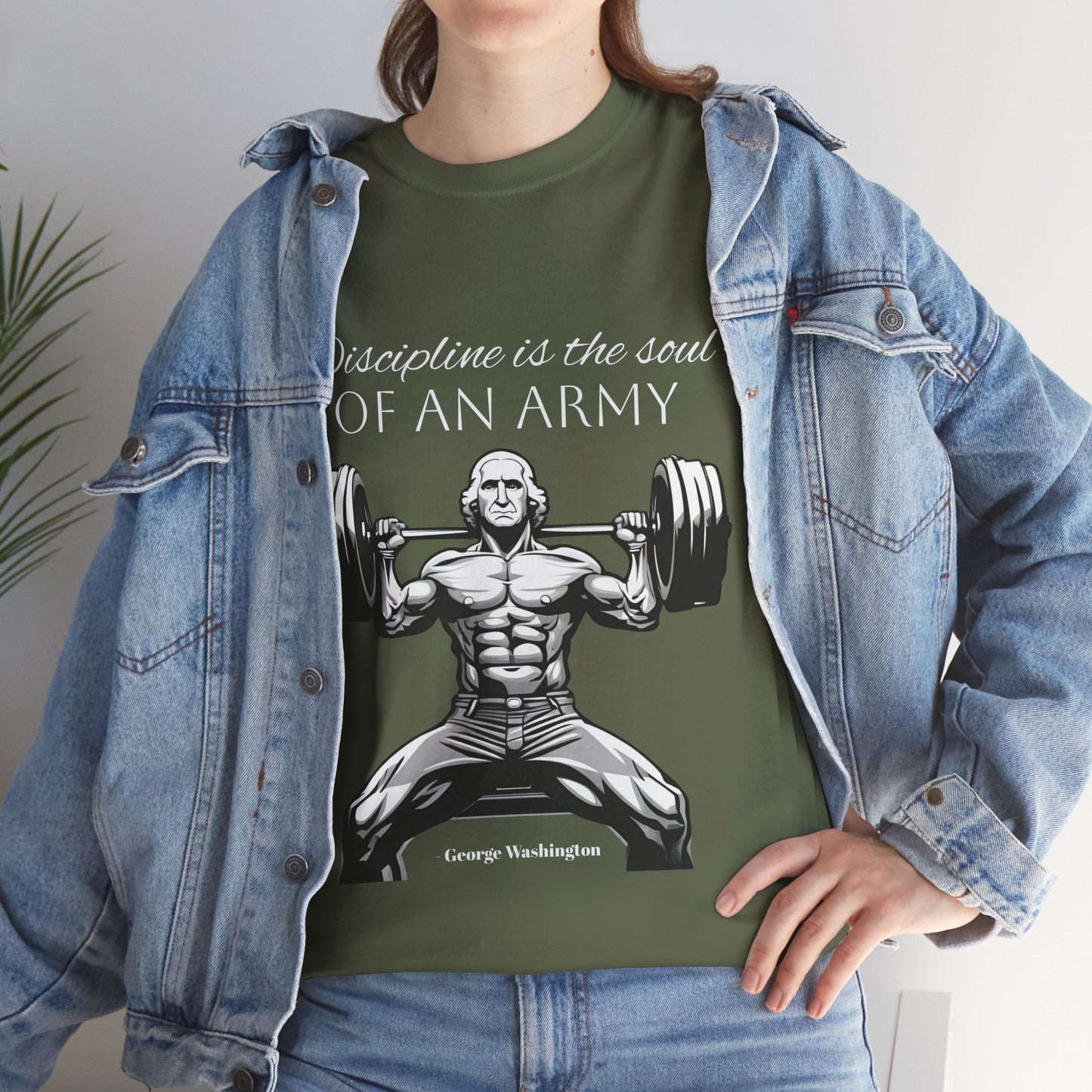 T-shirt de culturiste George Washington - Flashlander Disipline Is The Soul Of An Army Gym T-shirt en coton unisexe noir anthracite graphique