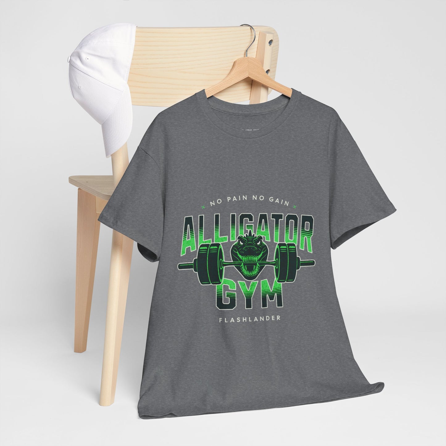 Aligator Gym Shirt Flashlander Cotton Unisex Charcoal Black Graphic Tee