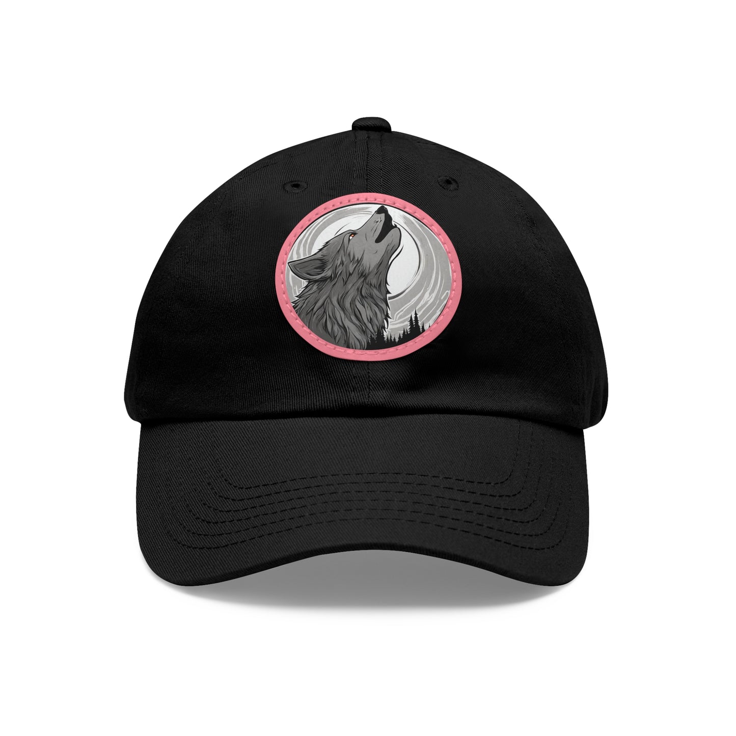 Wolf Howl with Full Moon Hat Wolf Hat Sportswear Cap Dad Hat with Patch (Round) Baseball Cap Wolf Cap Custom Hat Flashlander