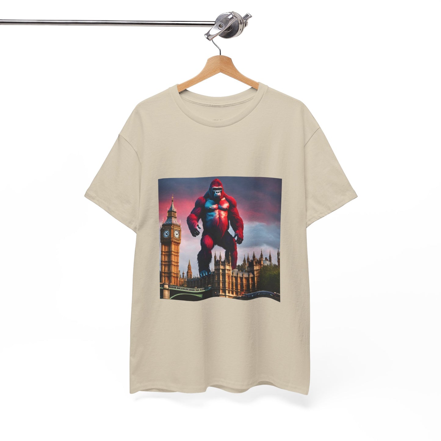 The Red Giant Gorilla Kong in the Big Ben of London Gaphic Tee Flashlander