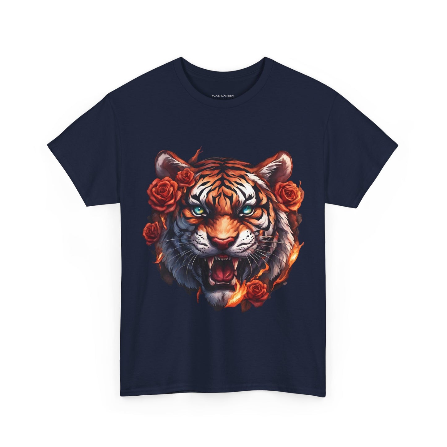 Tiger Flames and Roses T-Shirt Flashlander